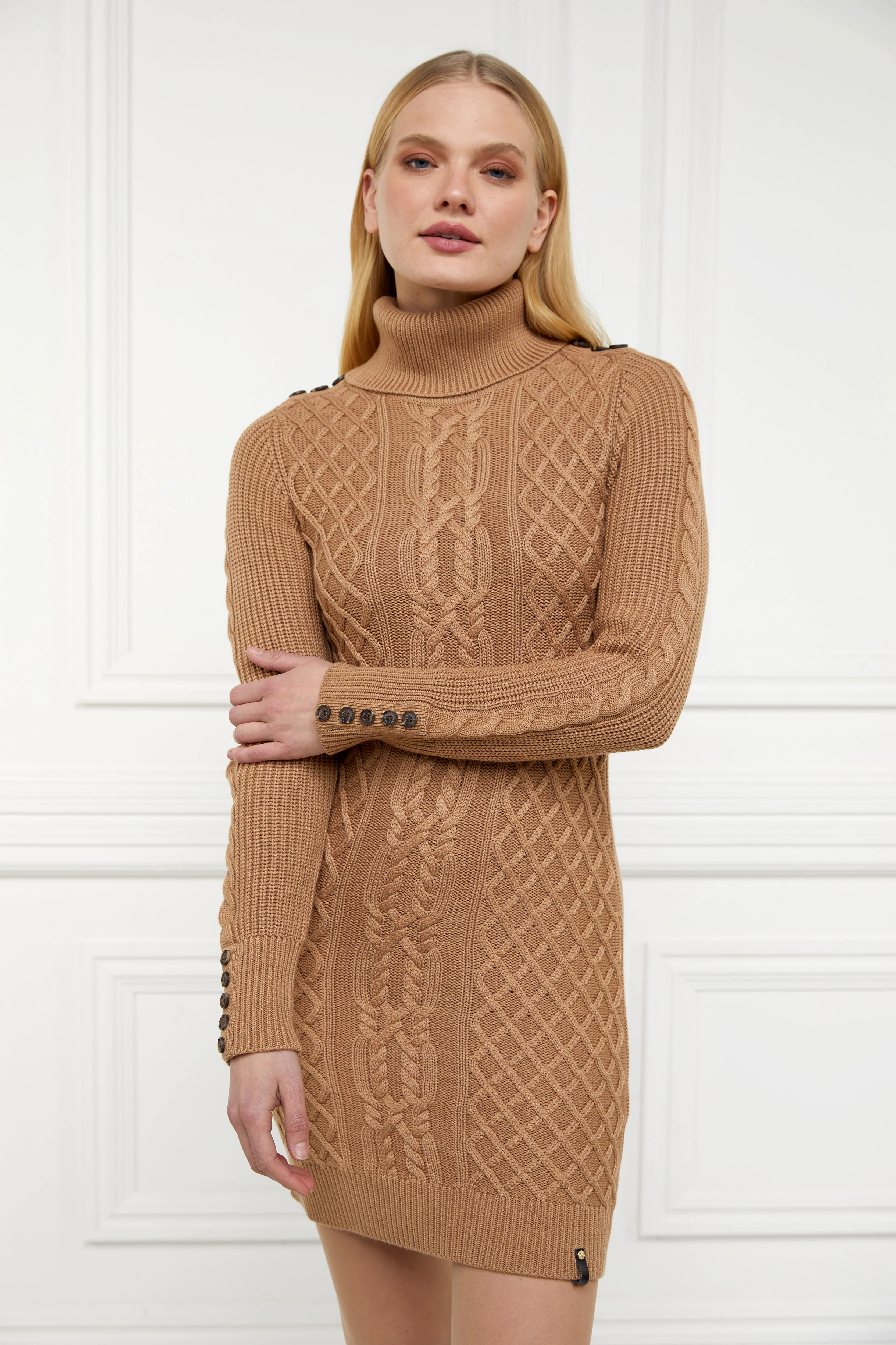 Country Roll Neck Dress (Caramel) - Image 9