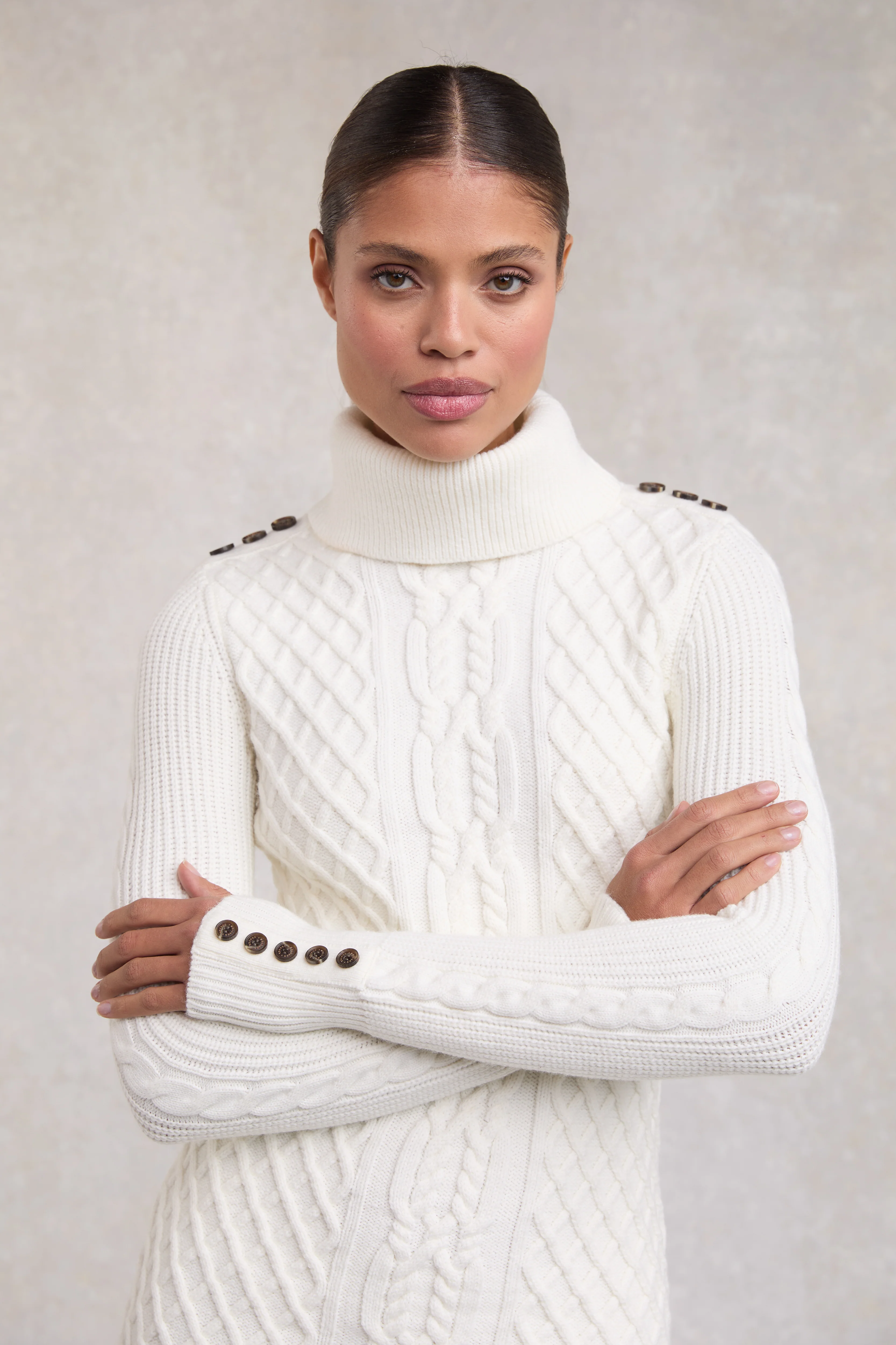 Country Roll Neck Dress (Cream) - Image 2