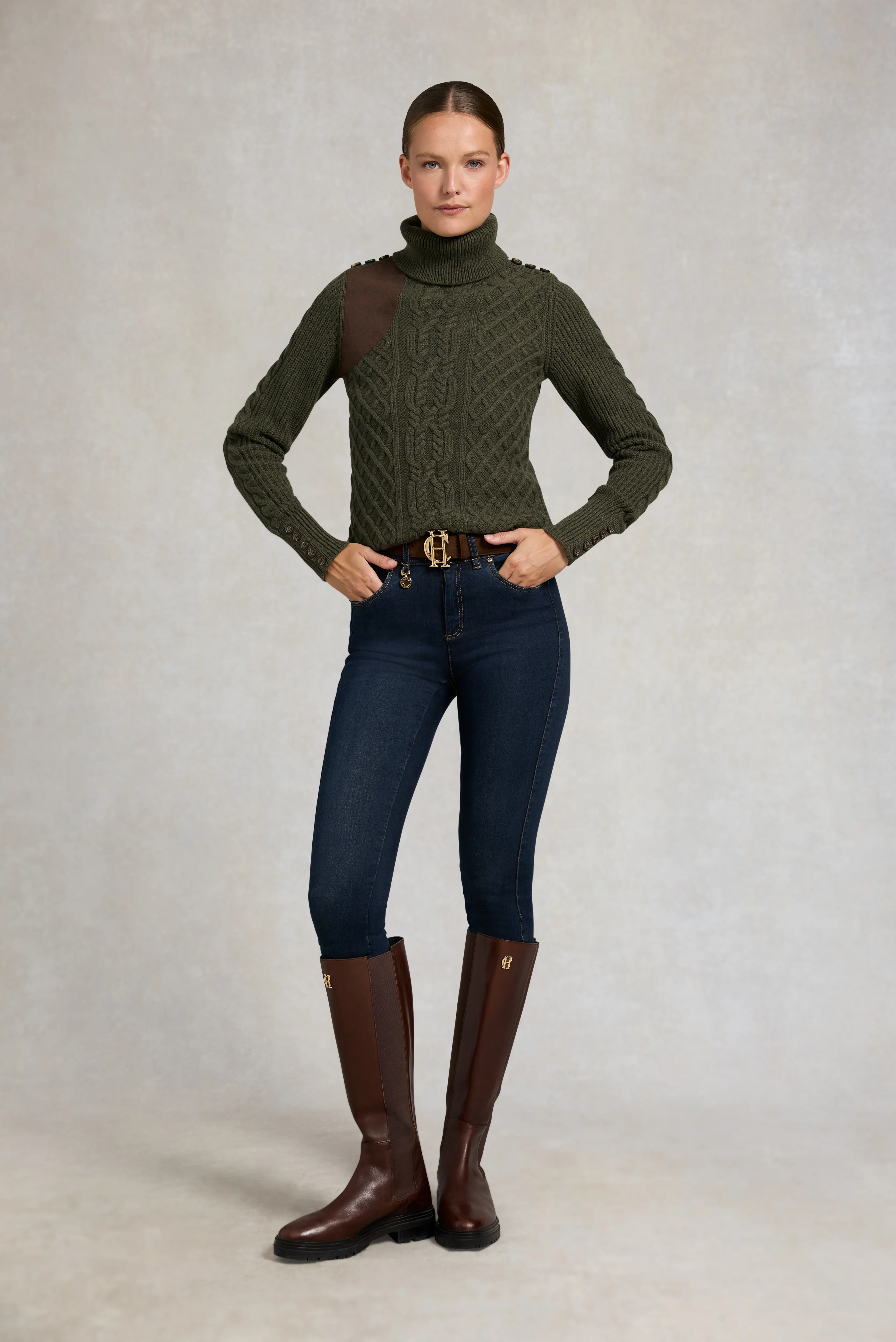 Country Roll Neck Knit (Forest Green) - Image 8