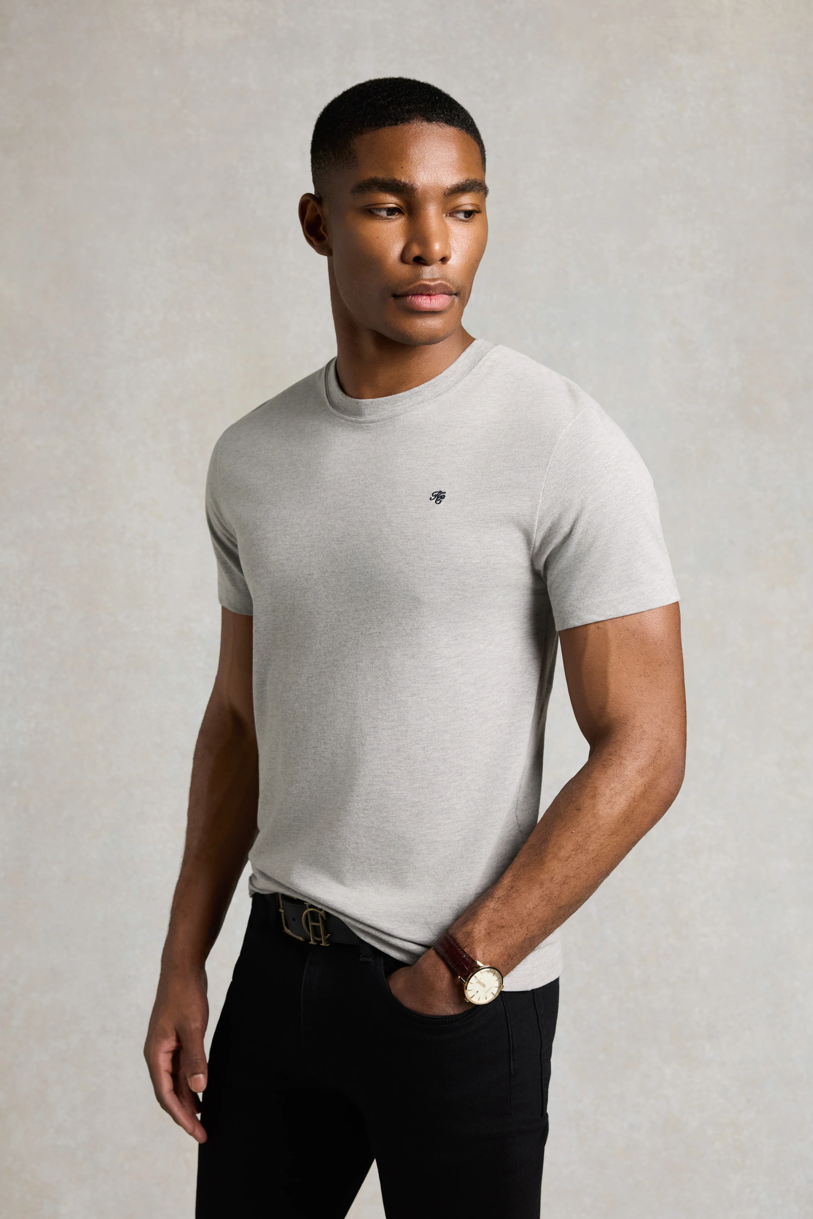 Men's Crew Neck T-Shirt (Grey Marl) - Image 2