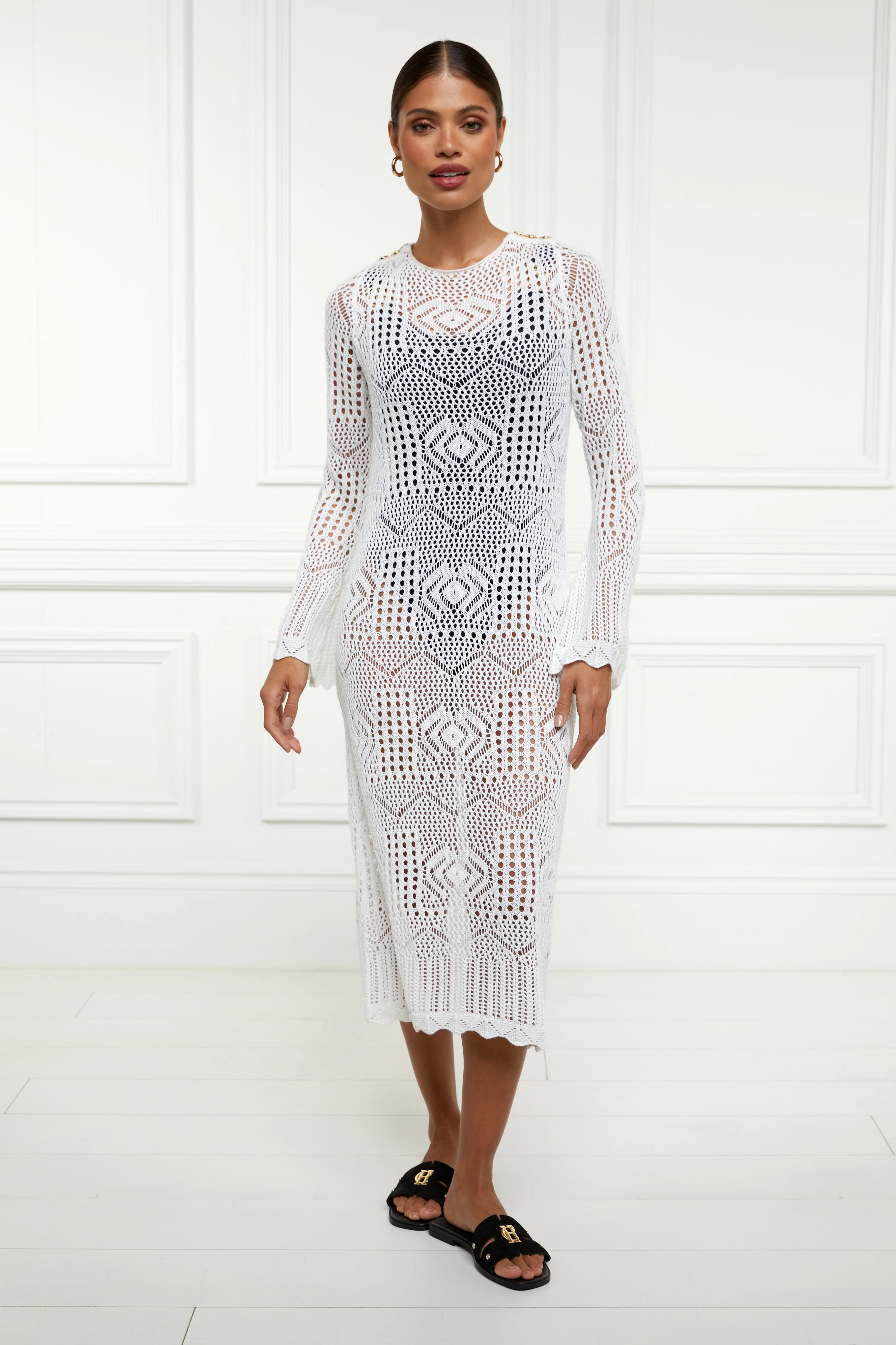 Crochet Beach Dress (White) - Image 2