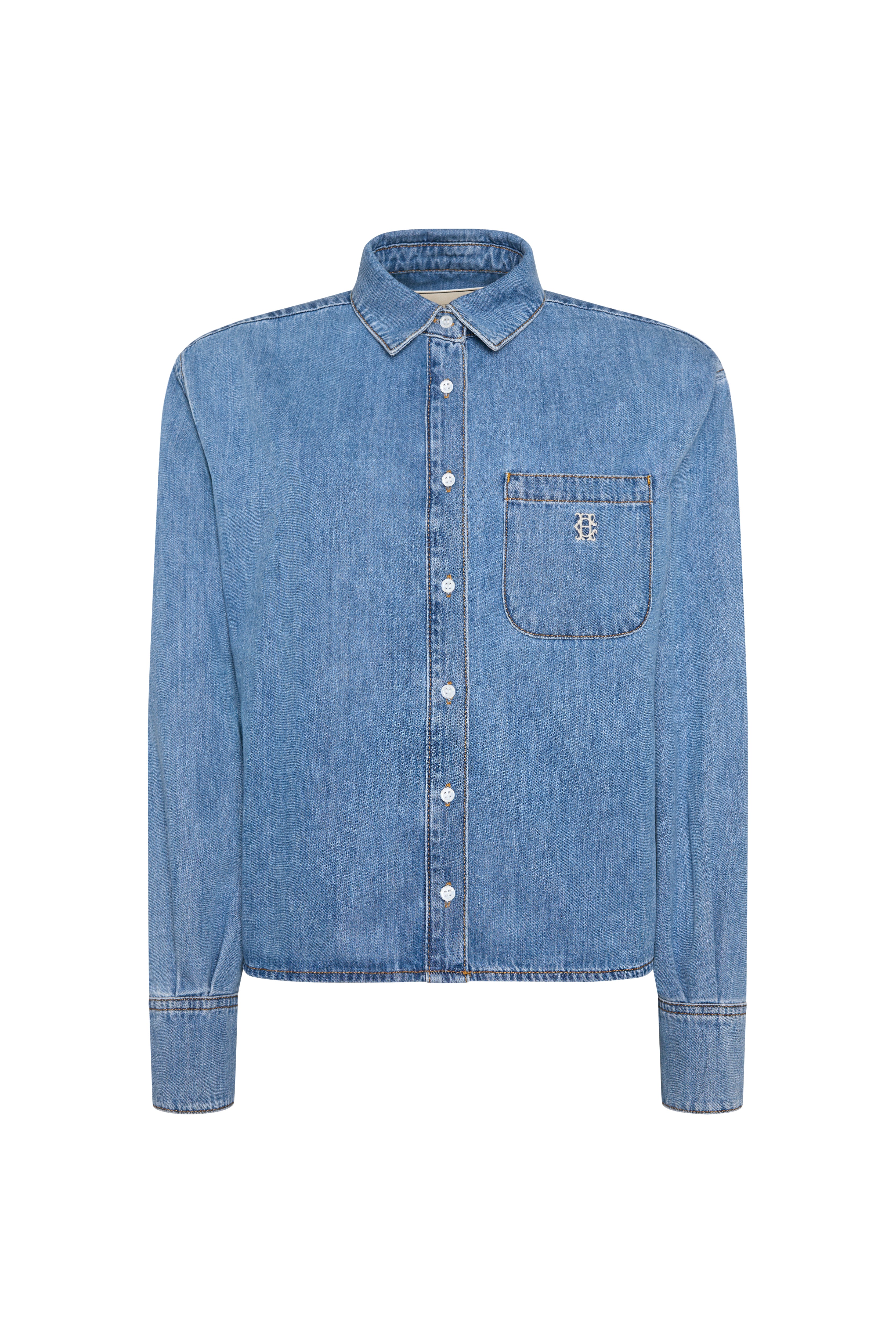 Cropped Denim Shirt (Mid Quartz Blue) - Image 6