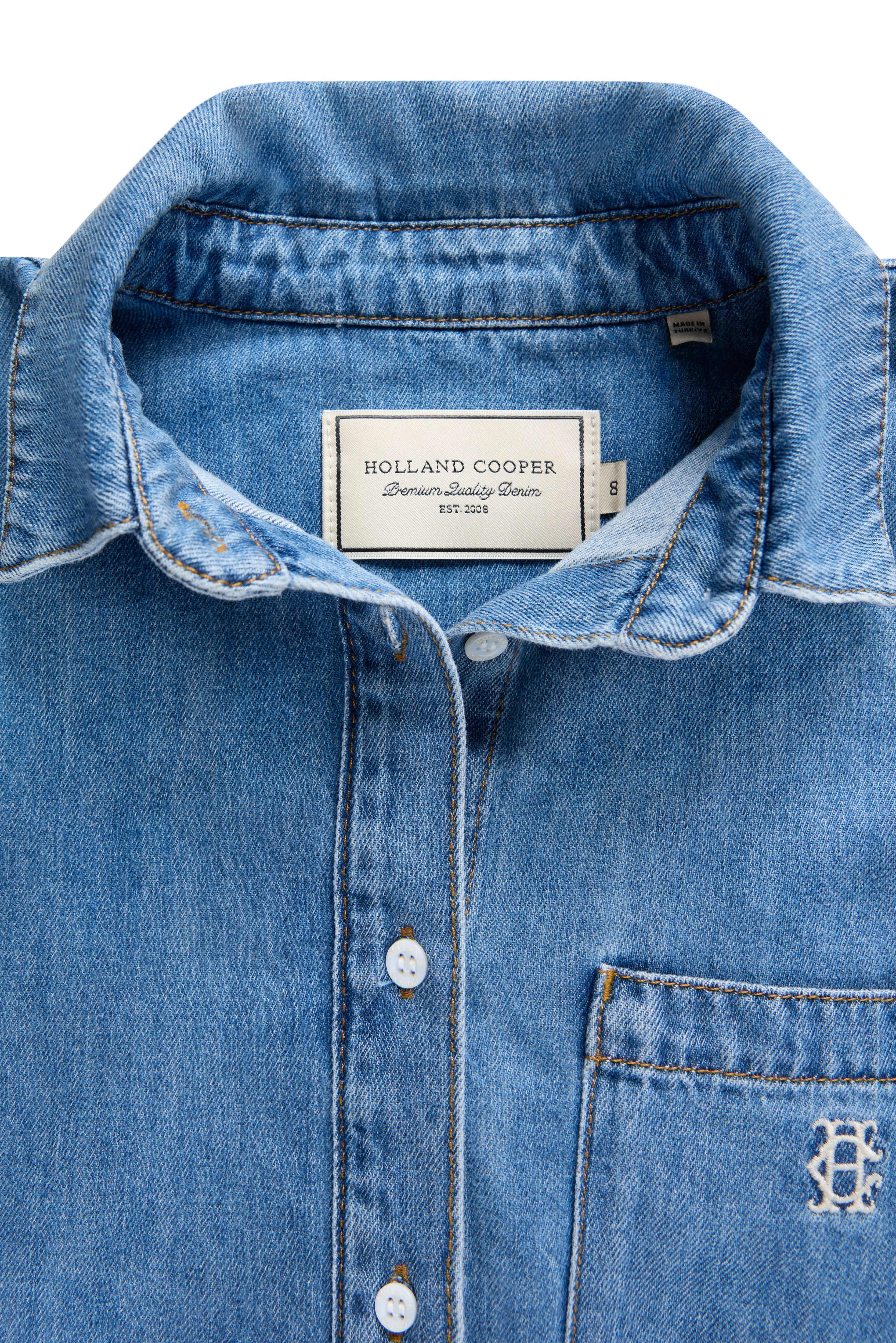 Cropped Denim Shirt (Mid Quartz Blue) - Image 7