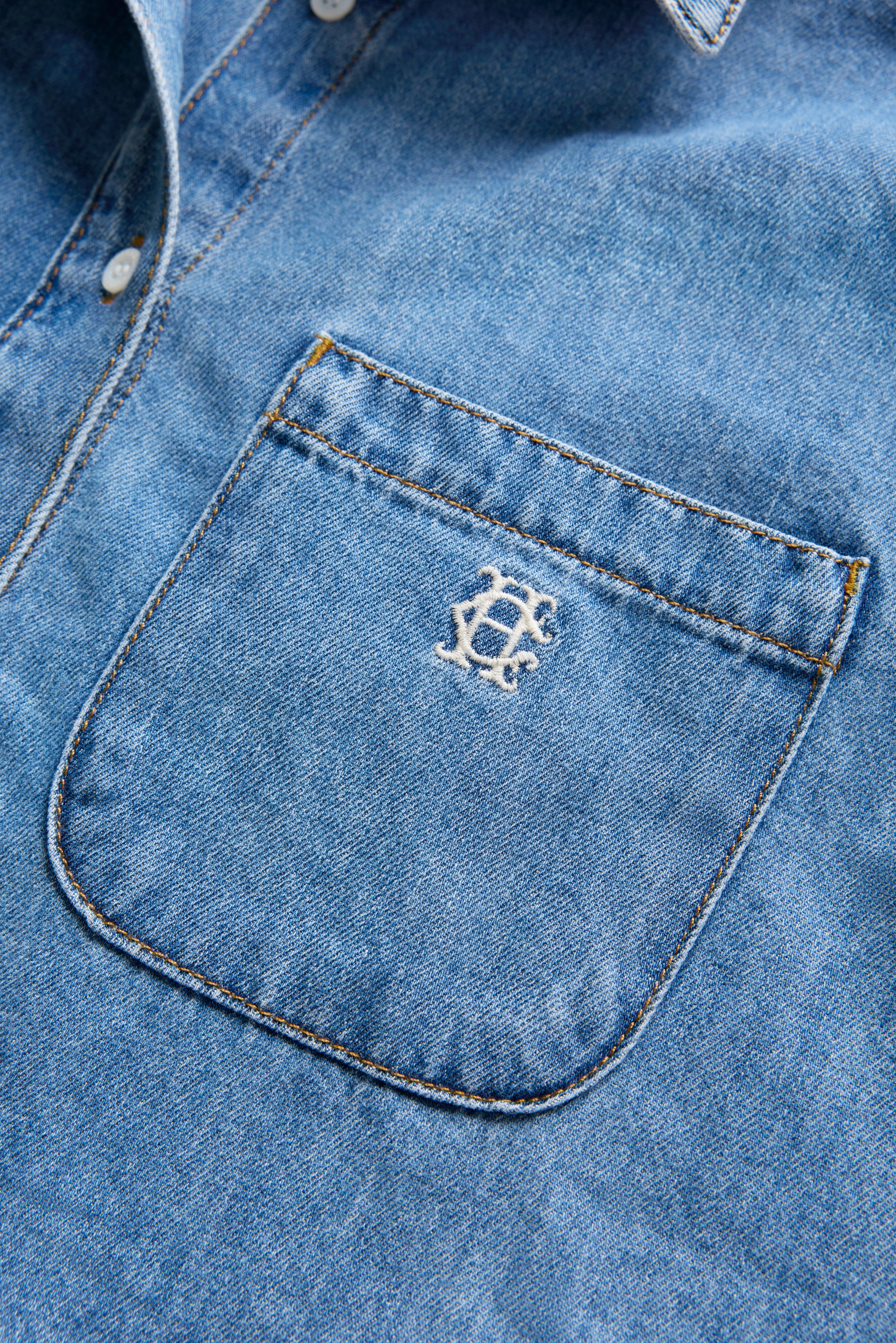 Cropped Denim Shirt (Mid Quartz Blue) - Image 8