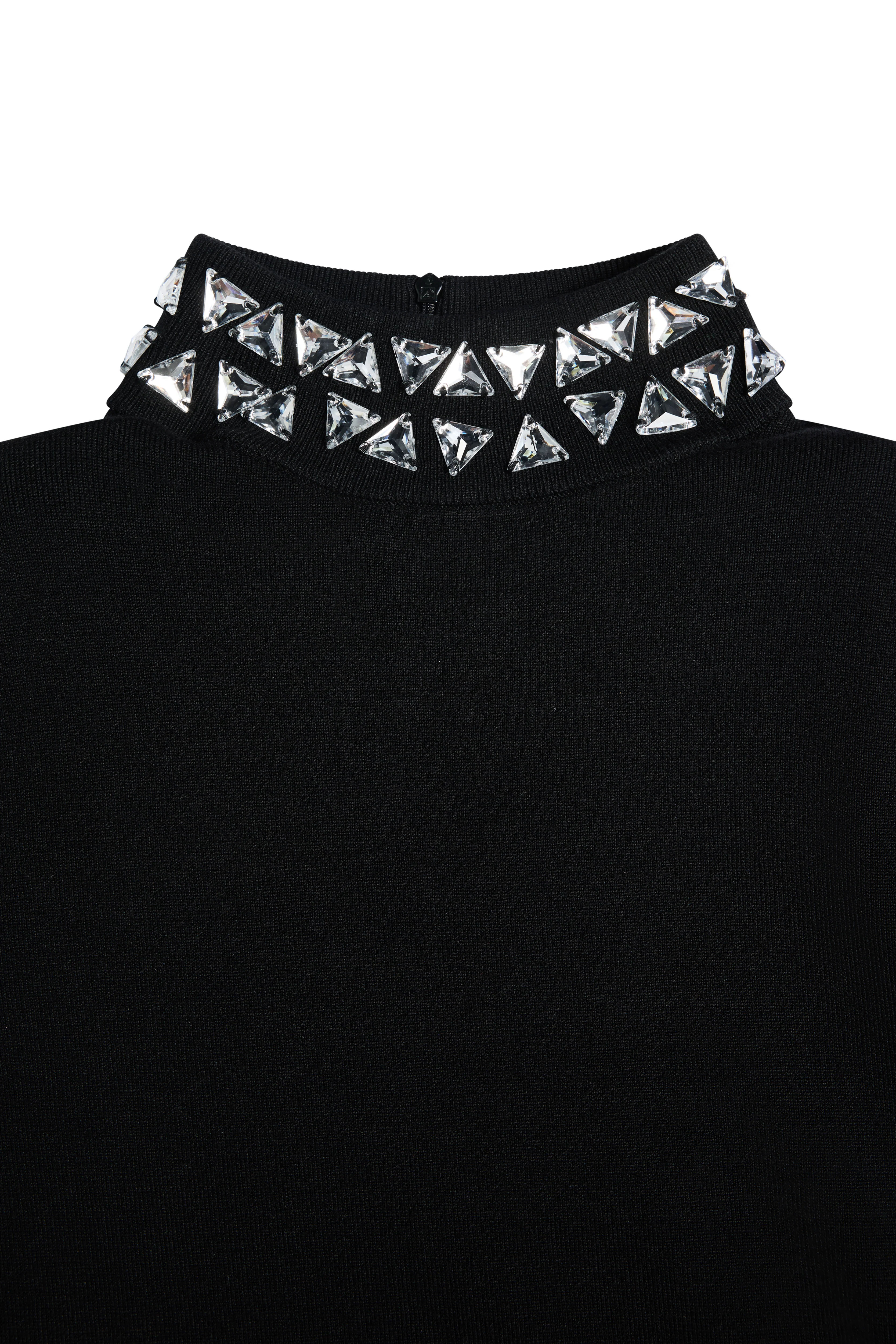 Crystal Roll Neck Knit Dress (Black) - Image 7