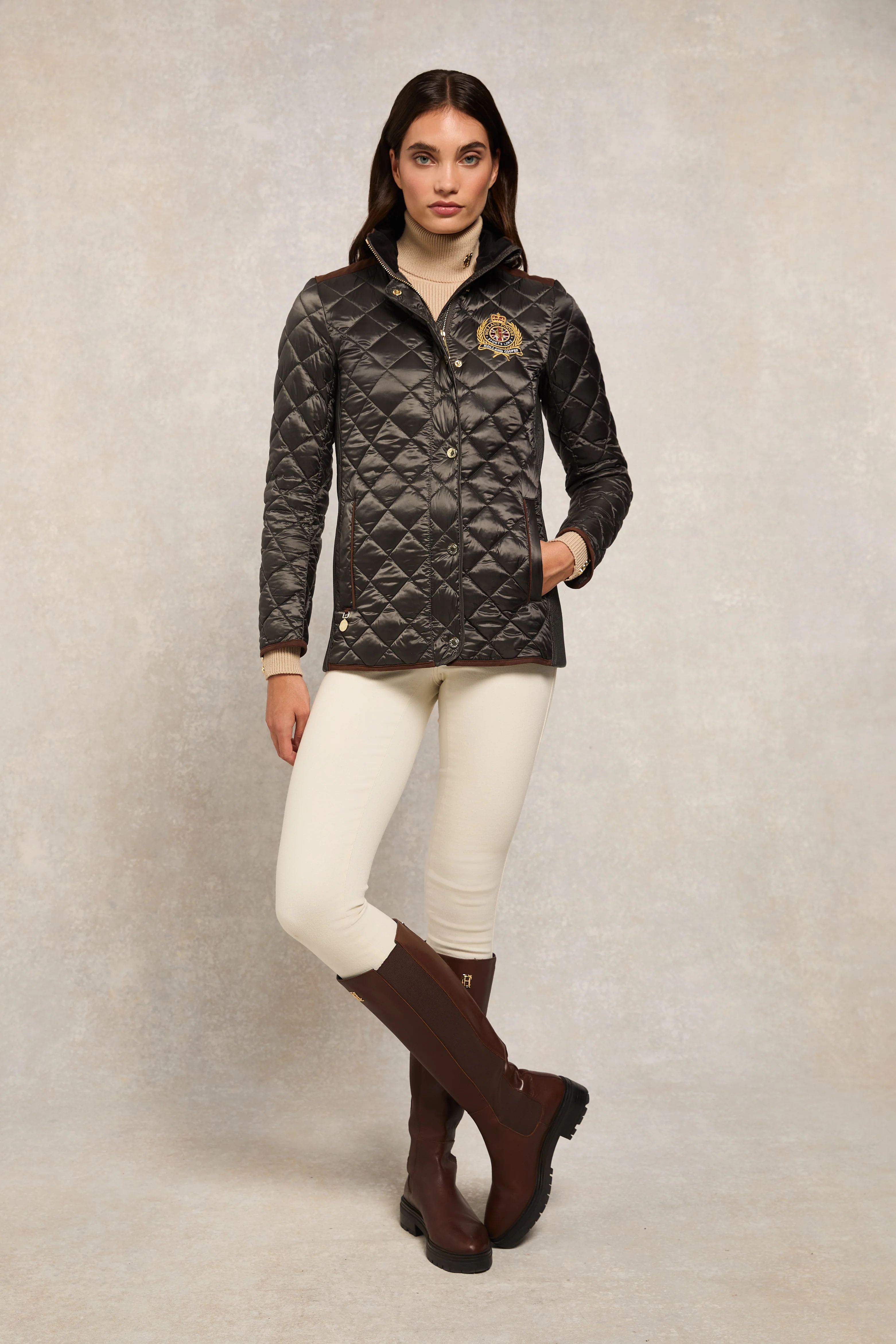 Diamond Quilt Classic Jacket (Khaki) - Image 3