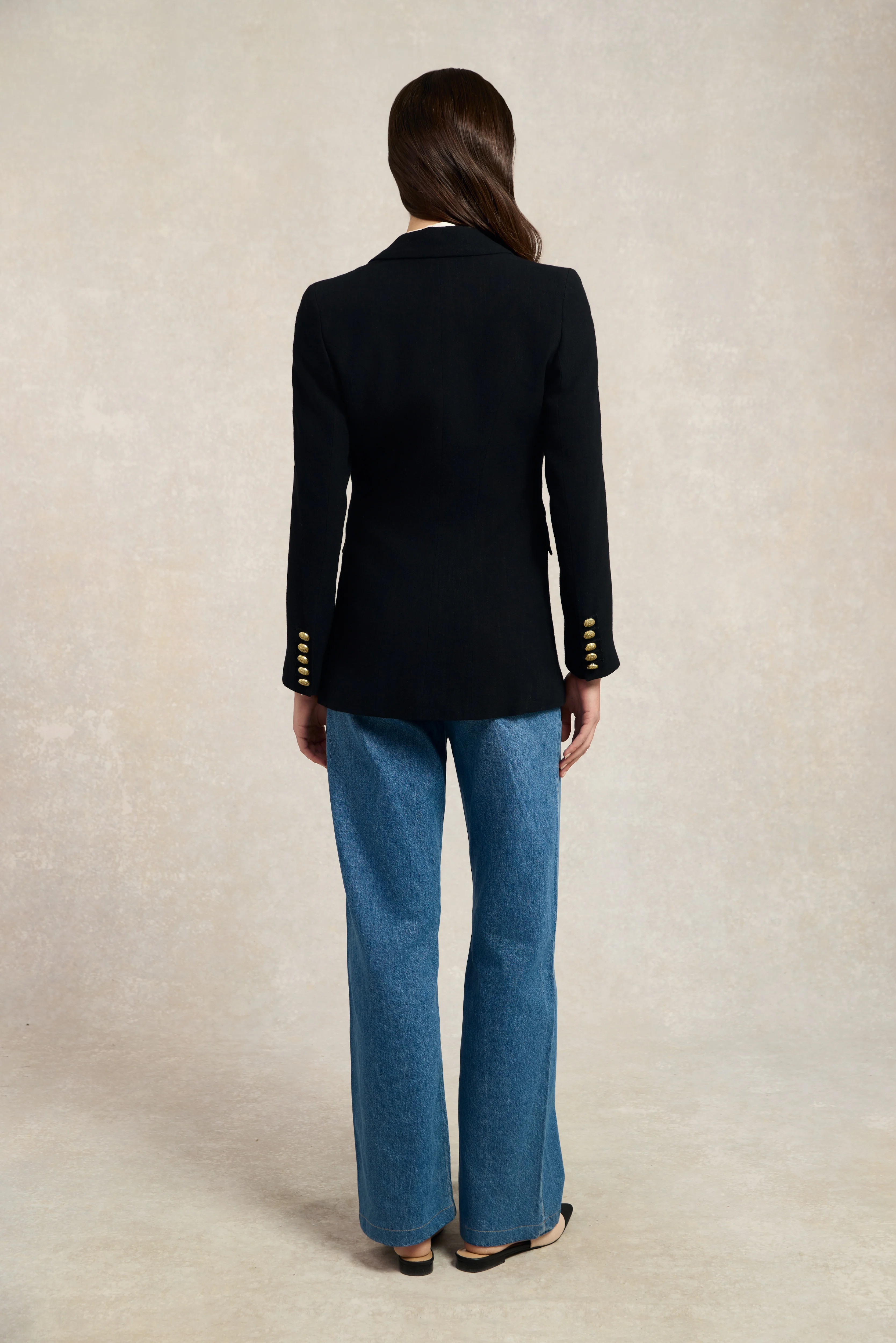Double Breasted Blazer (Black Linen) - Image 7