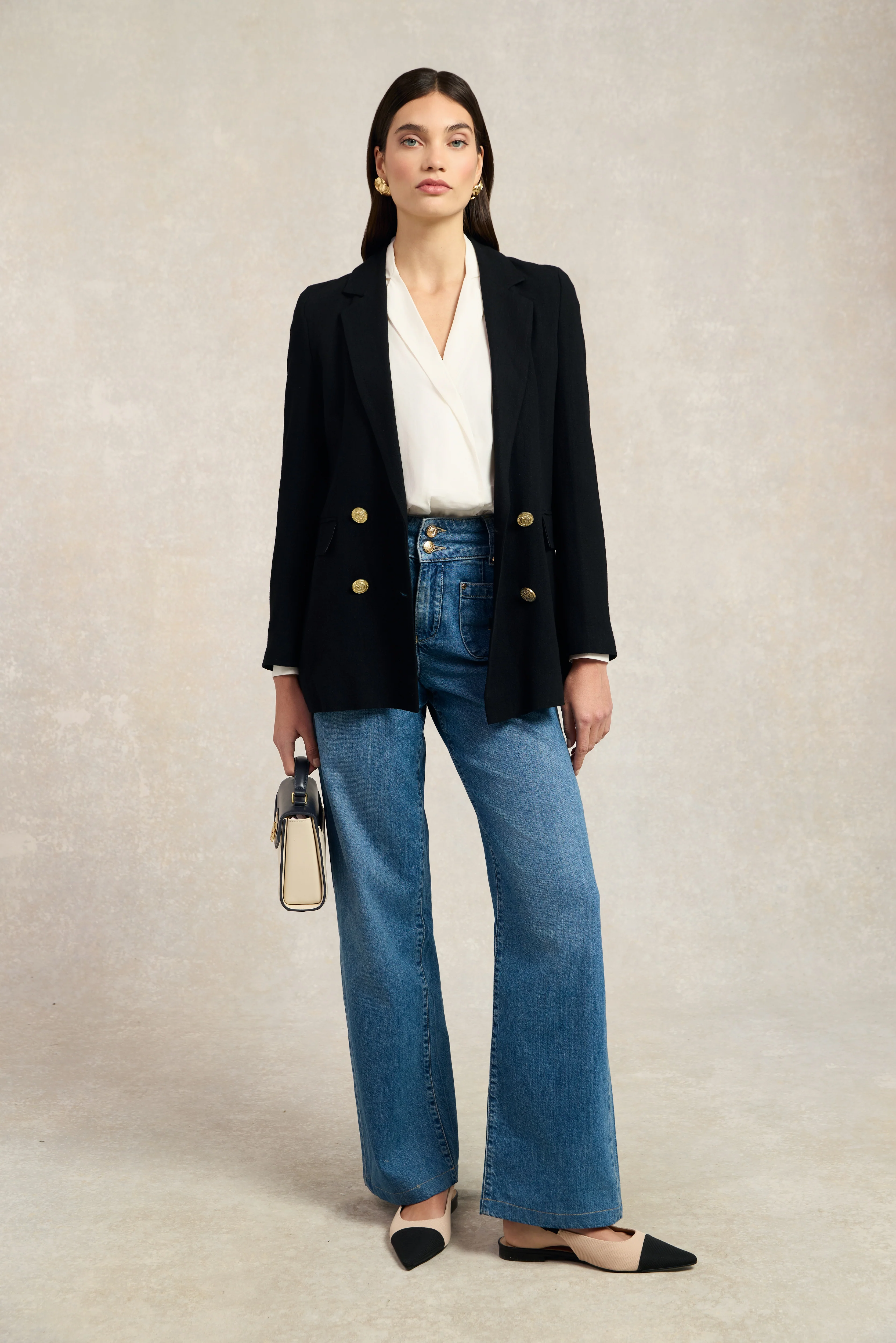 Double Breasted Blazer (Black Linen) - Image 9