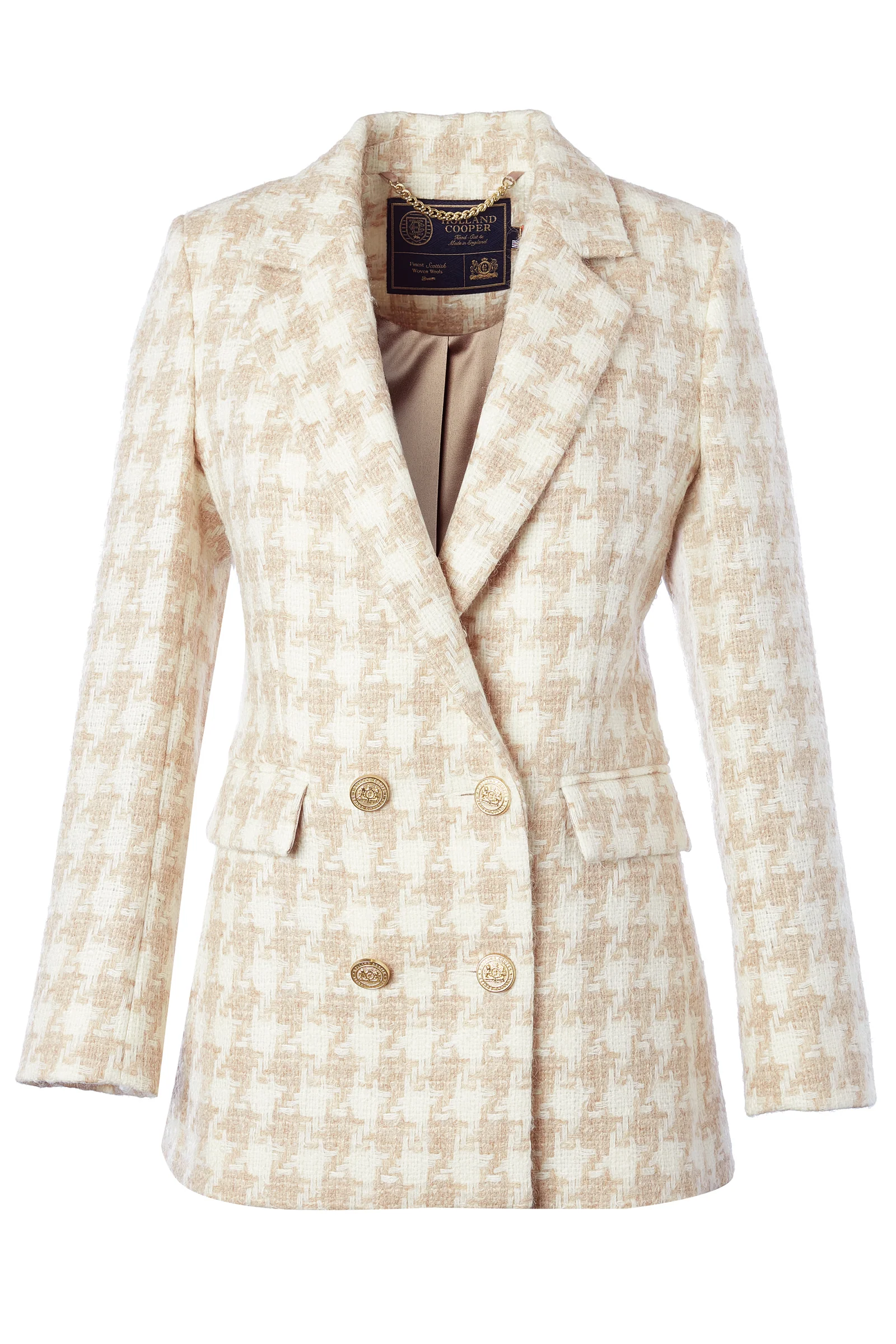 Double Breasted Blazer (Camel Houndstooth) - Image 4