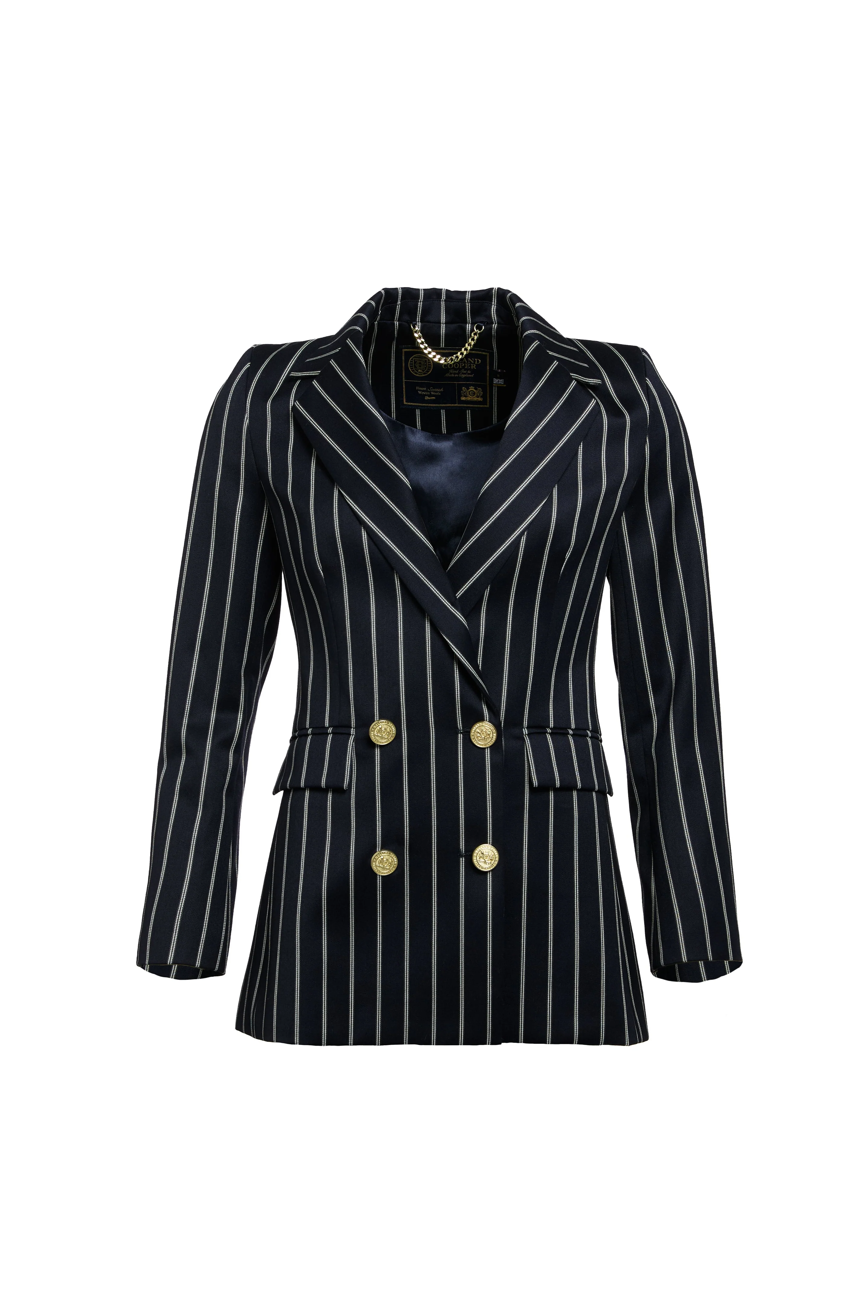 Double Breasted Blazer (Ink Navy Wide Stripe) - Image 4