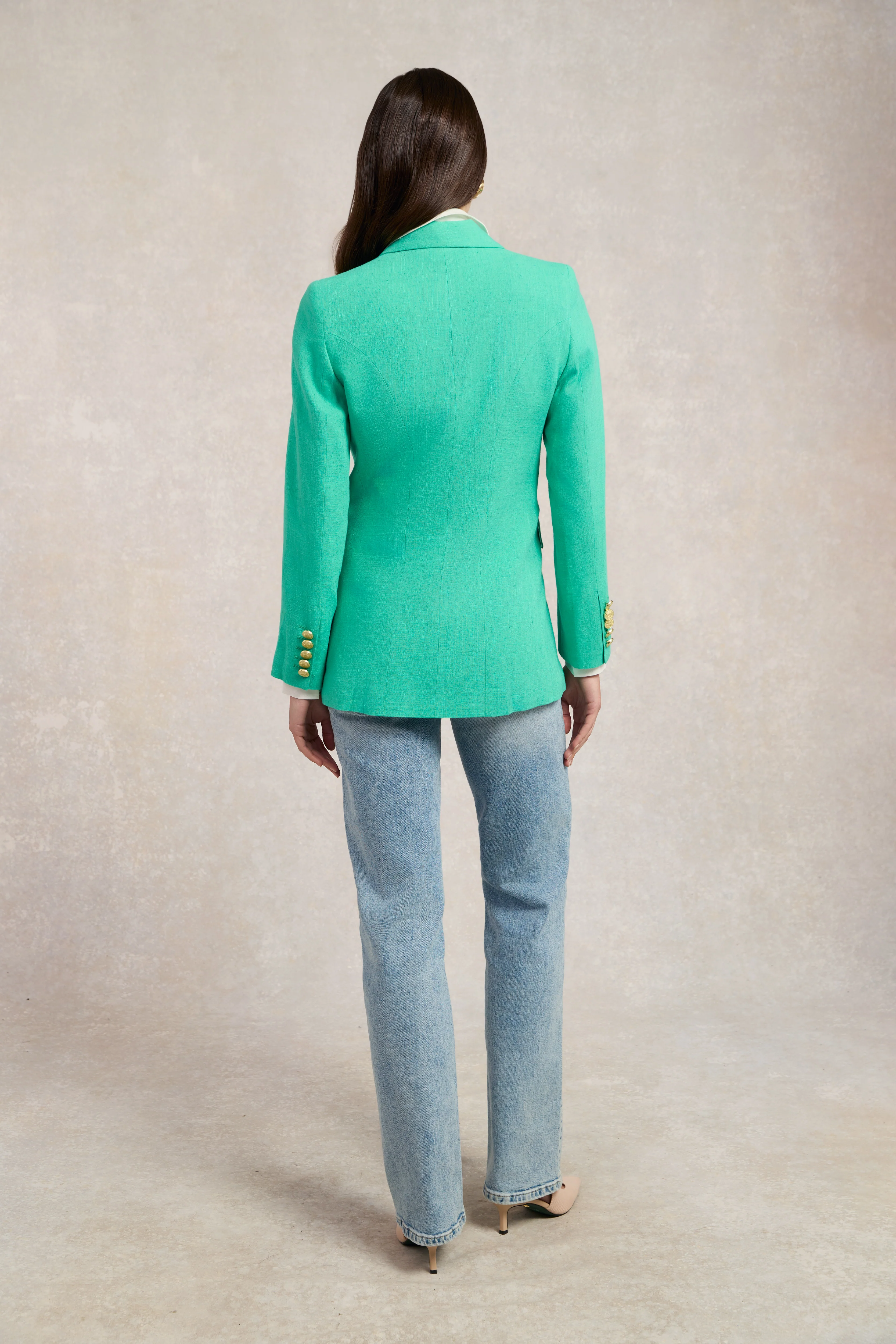 Double Breasted Blazer (Jade Linen) - Image 7
