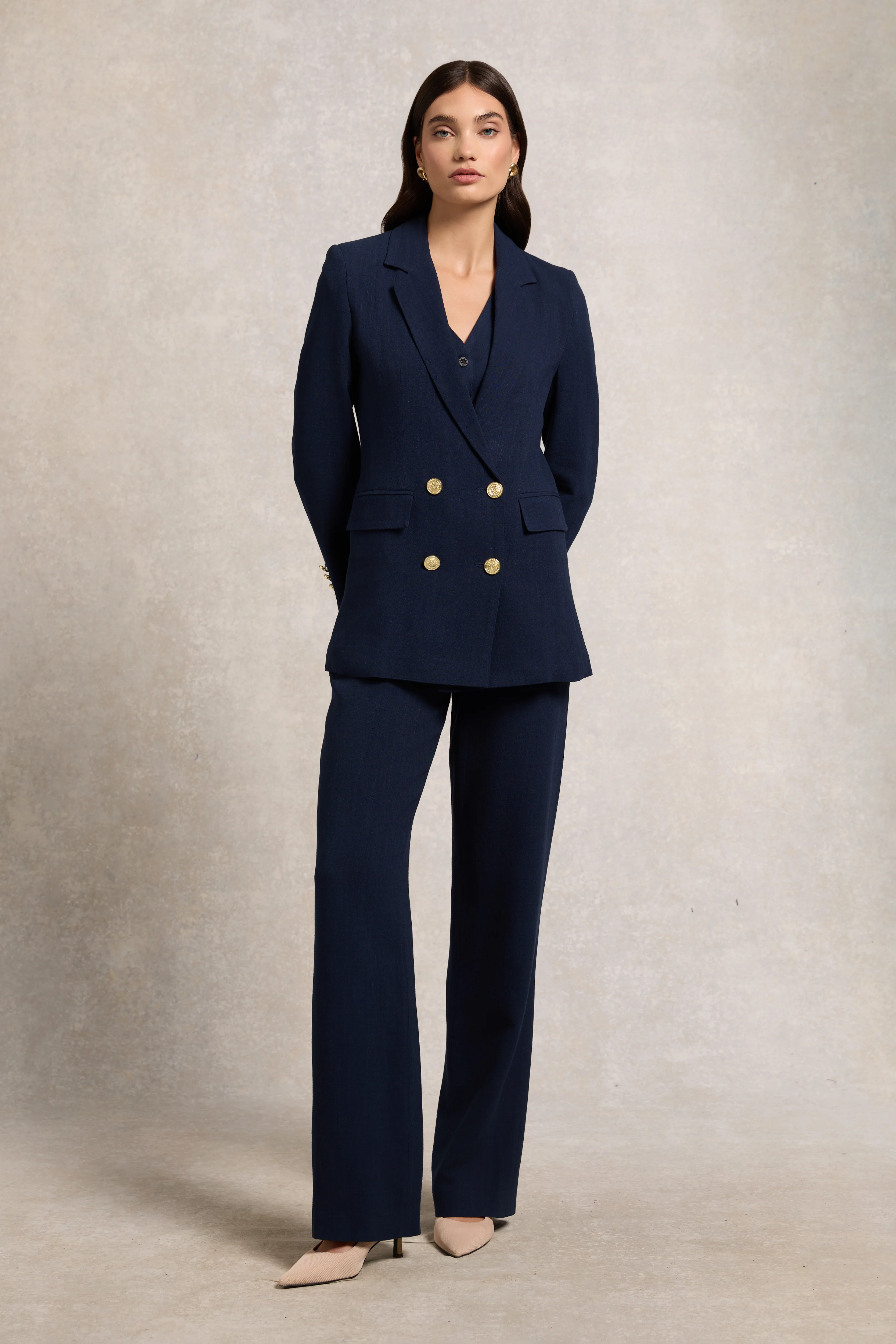 Double Breasted Blazer (Navy Linen) - Image 6