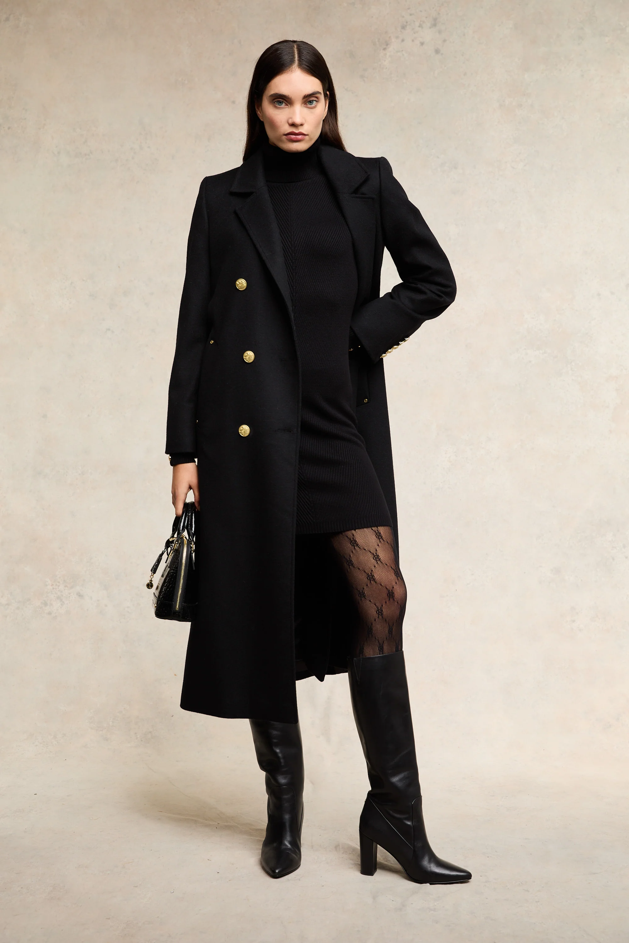 Double Breasted Coat (Soft Black) - Image 3