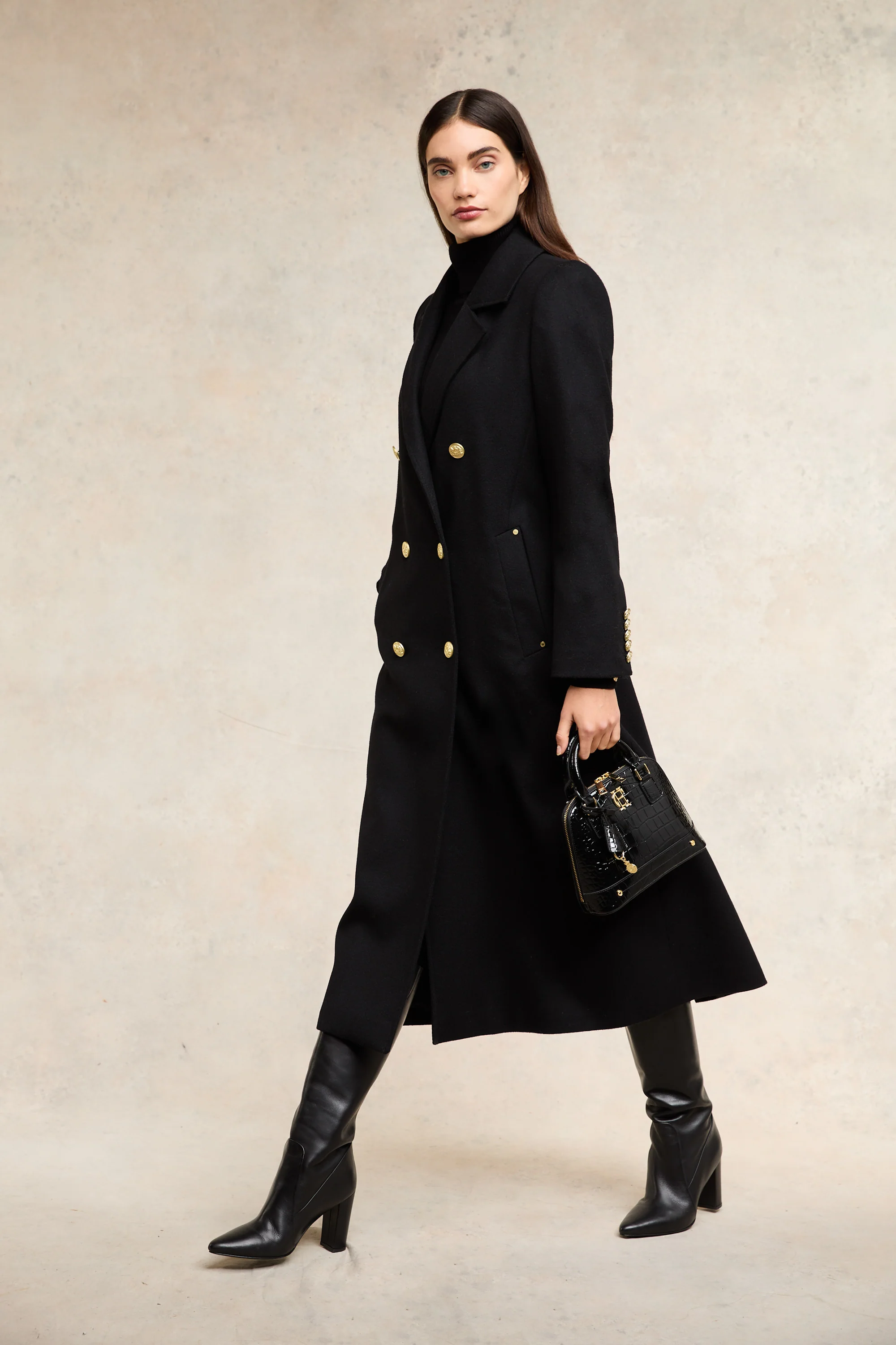 Double Breasted Coat (Soft Black) - Image 7