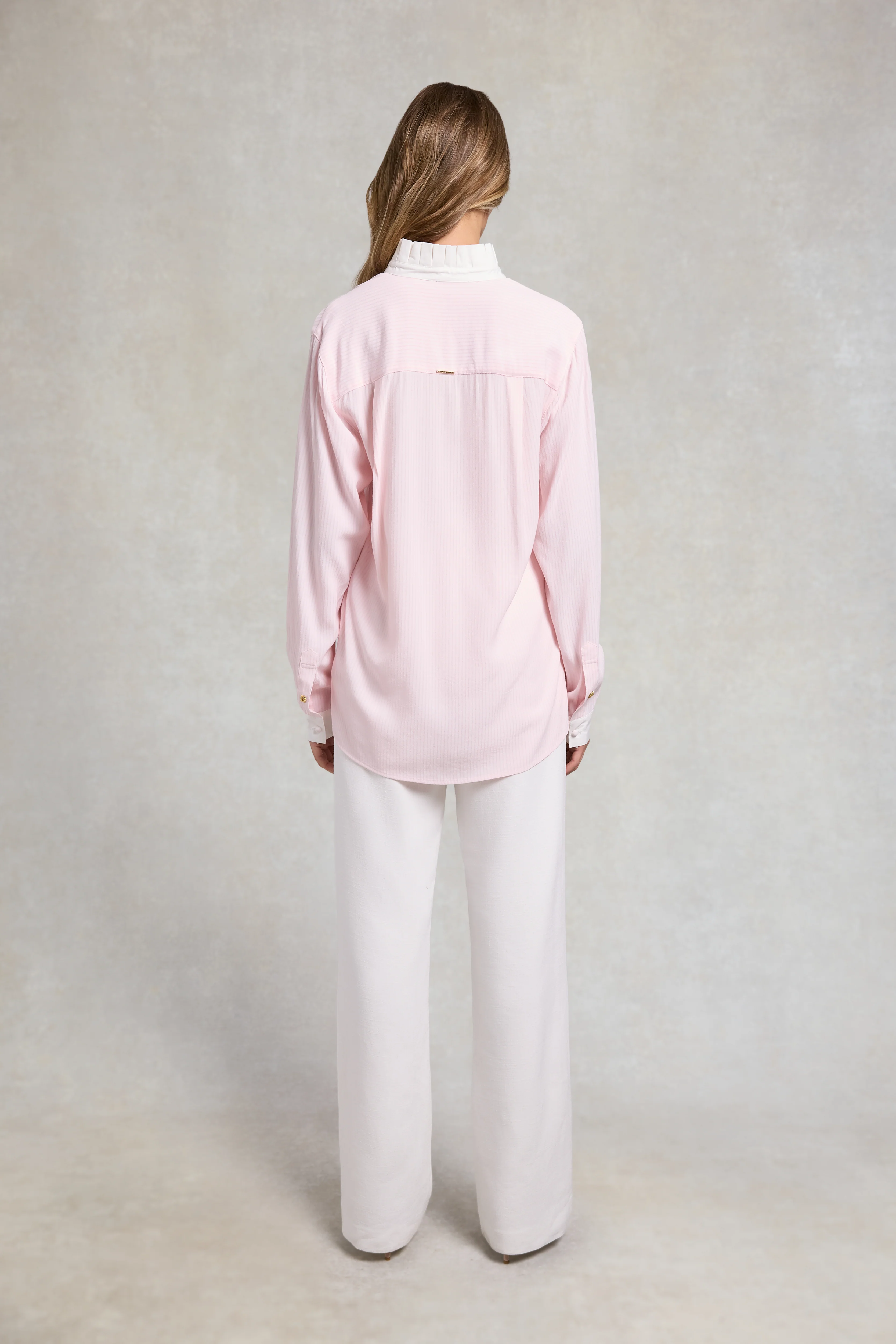 Ella Shirt (Soft Pink Jacquard Stripe) - Image 4