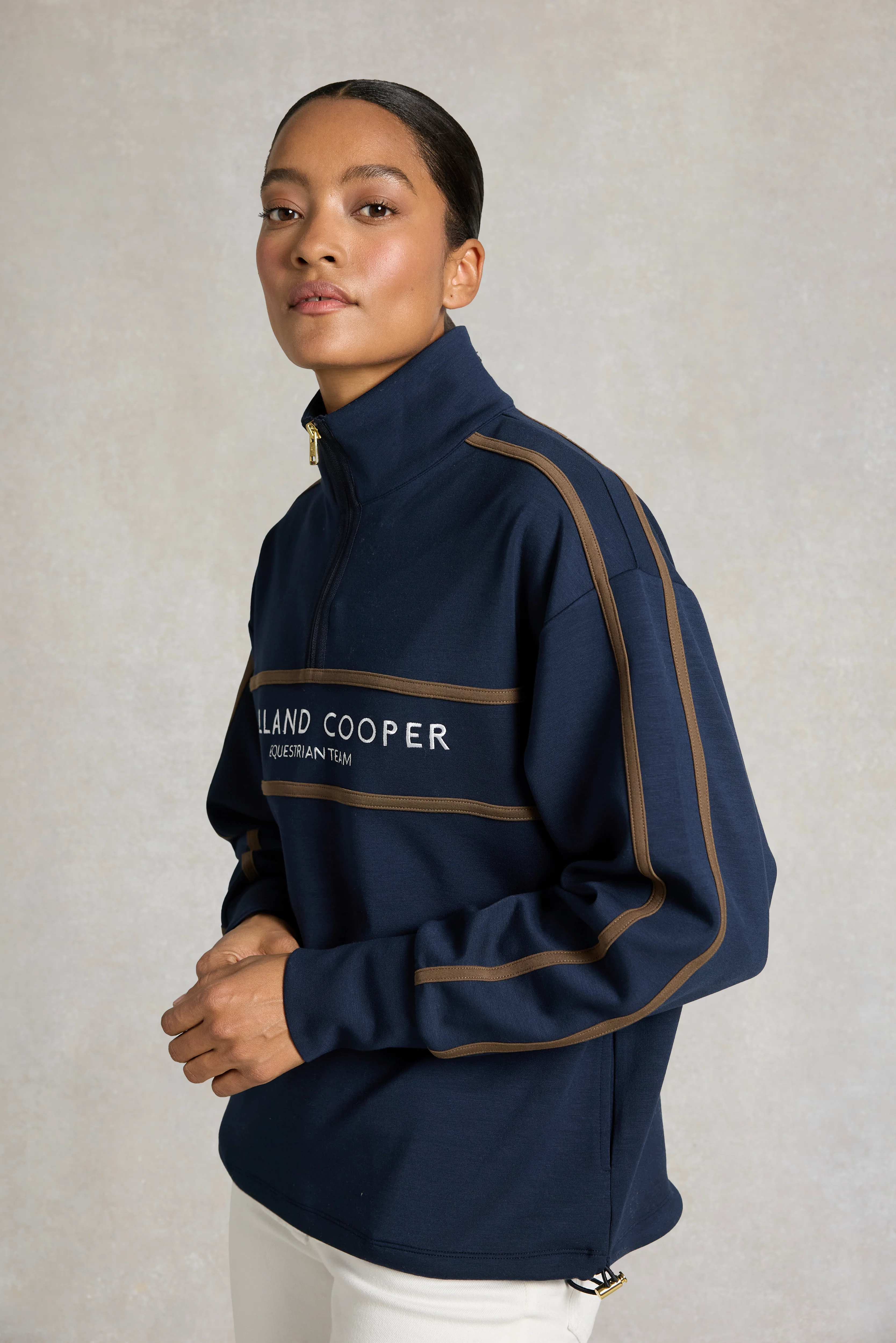 Equestrian Quarter Zip Neck Sweat (Ink Navy) - Image 3