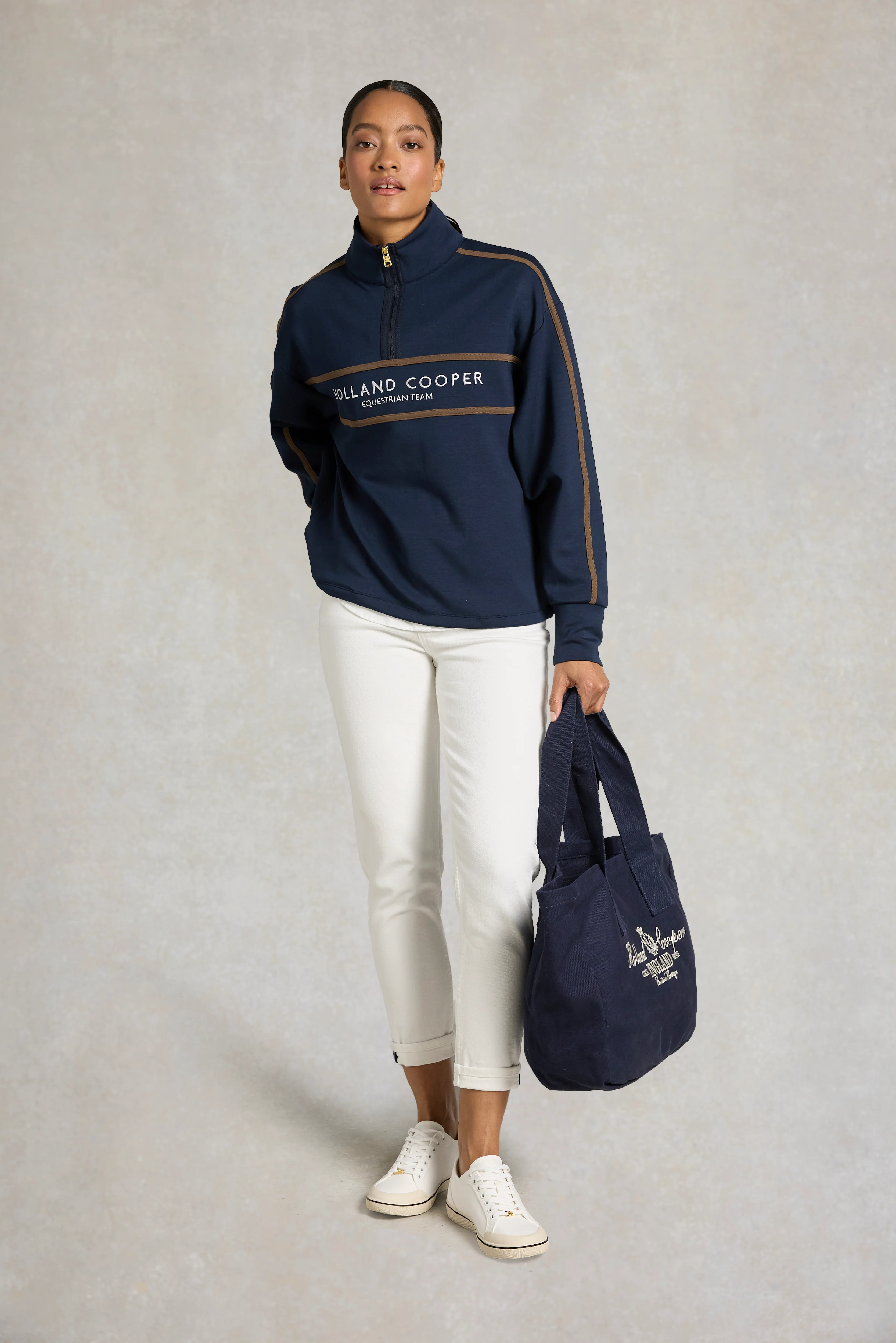 Equestrian Quarter Zip Neck Sweat (Ink Navy) - Image 4