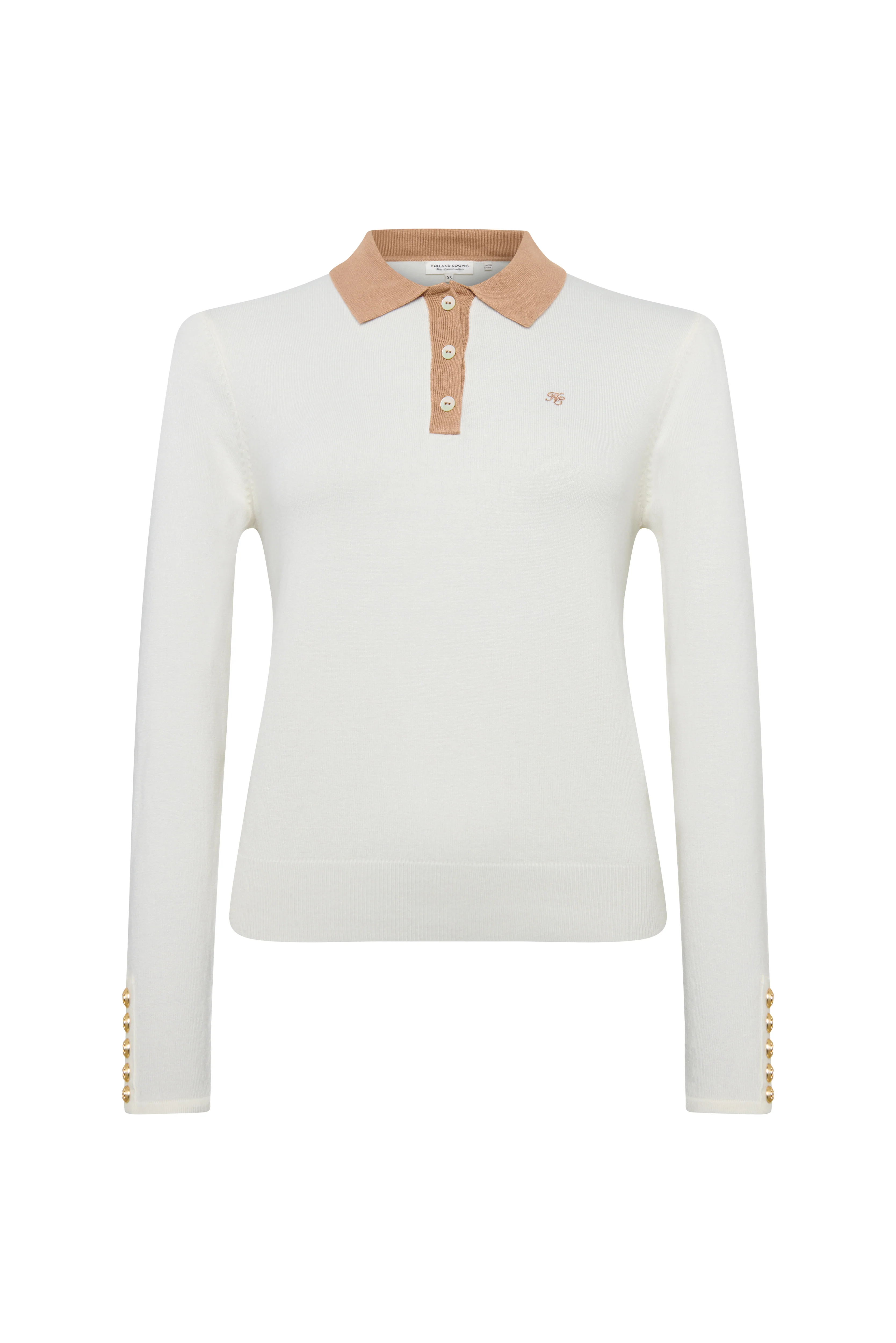 Falmouth Knitted Polo (Natural Camel) - Image 7