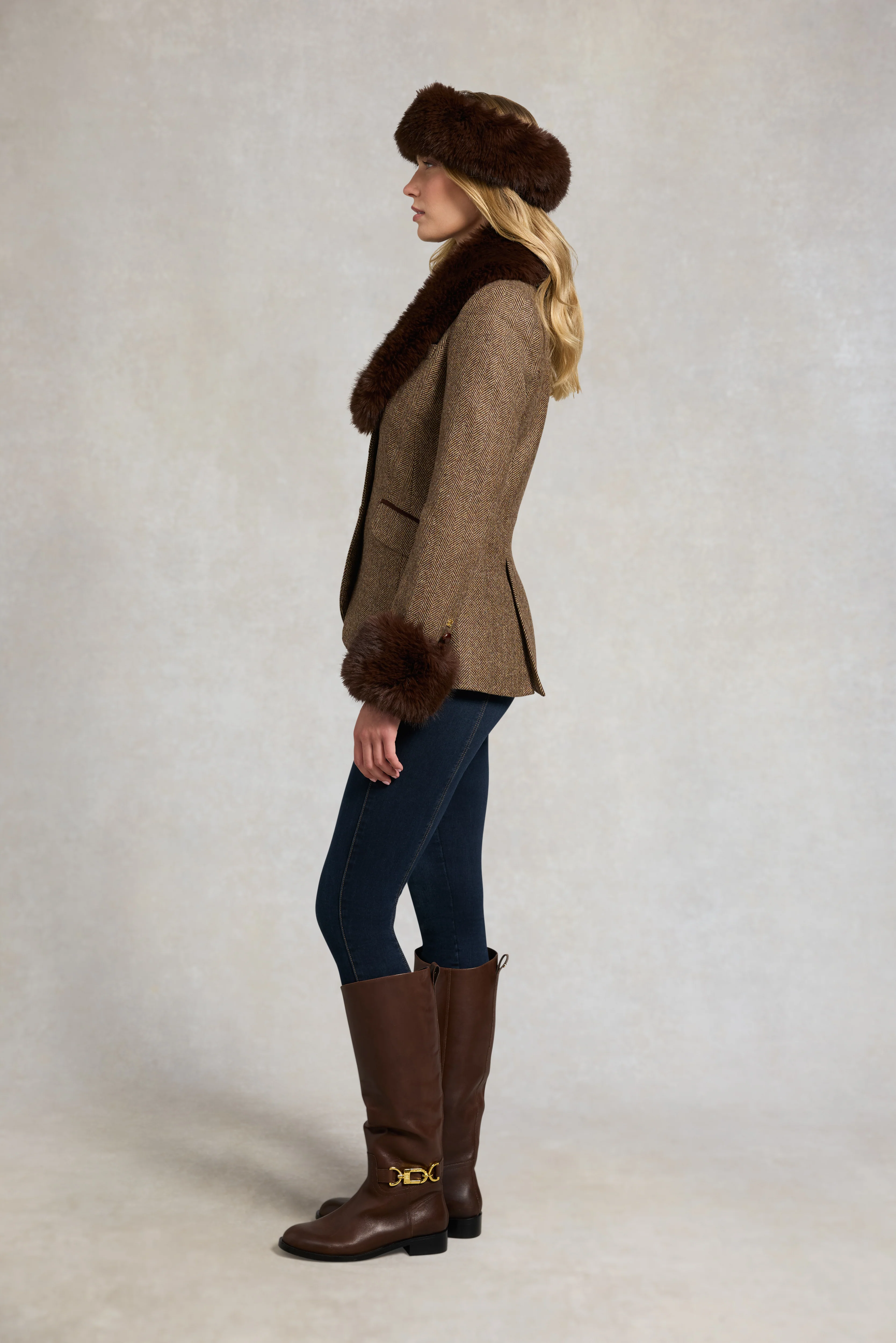 Faux Fur Headband (Chocolate) - Image 5