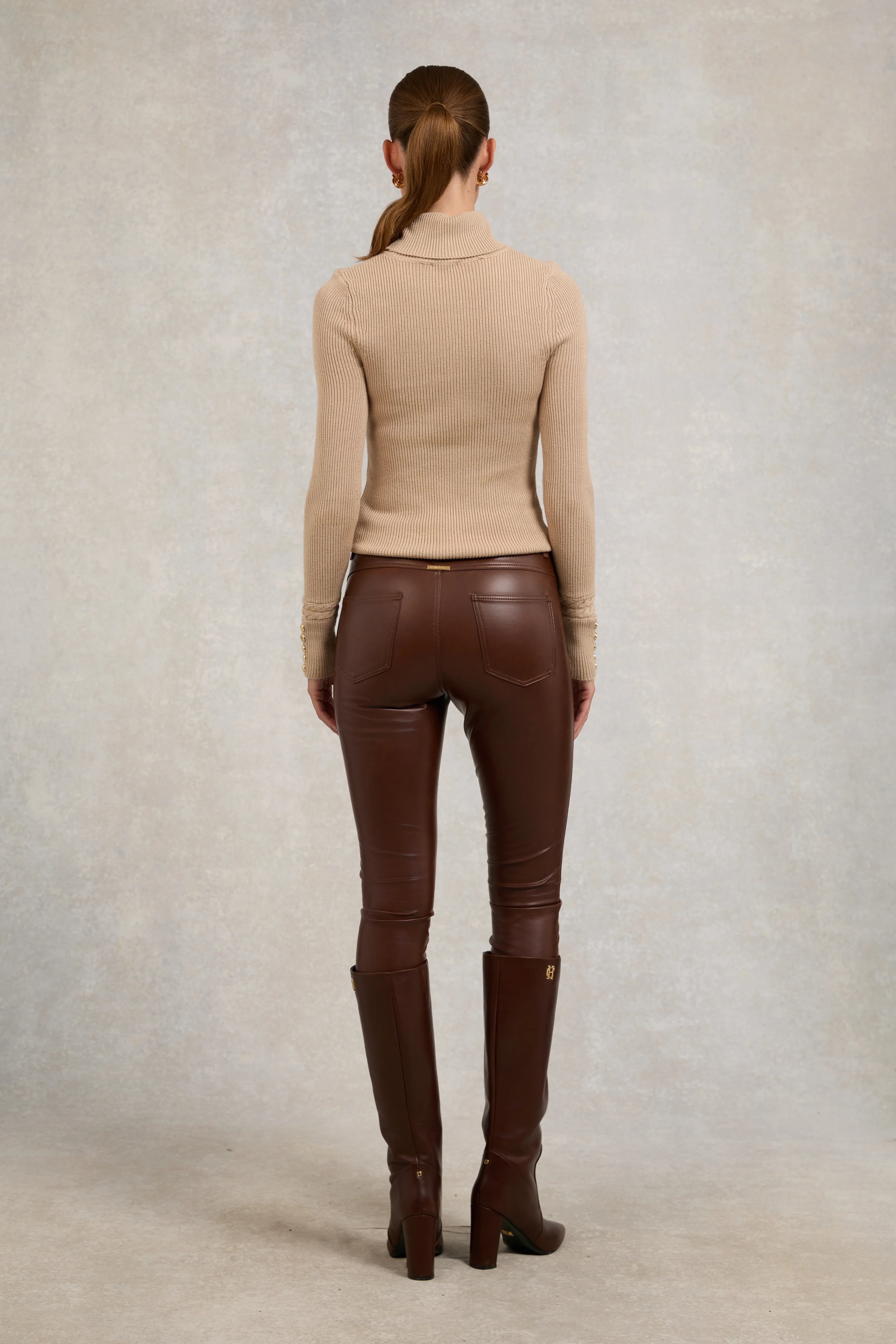 Faux Leather Skinny Jean (Burnished Tan) - Image 7