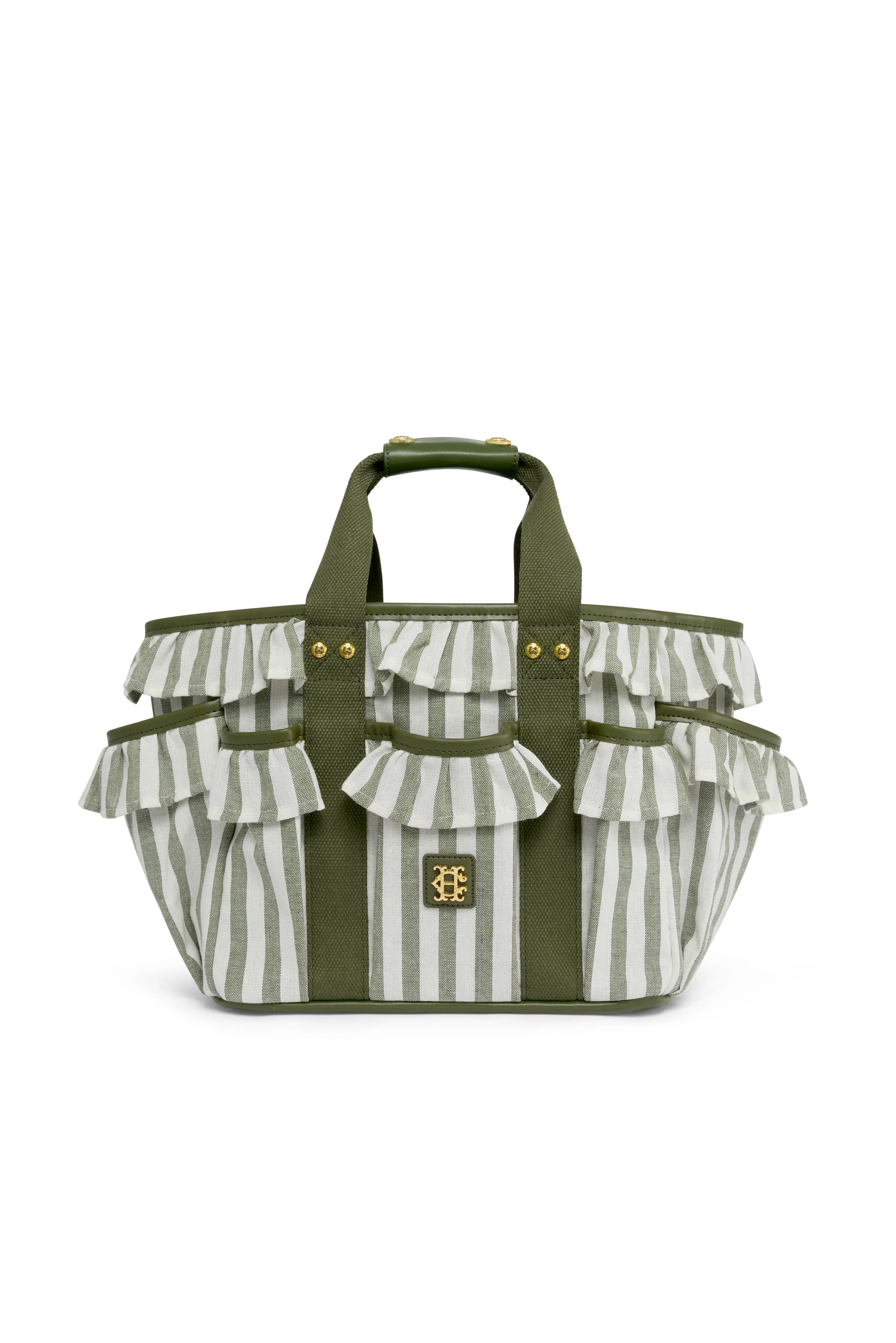 Frilled Gardening Bag (Green Stripe) - Image 2