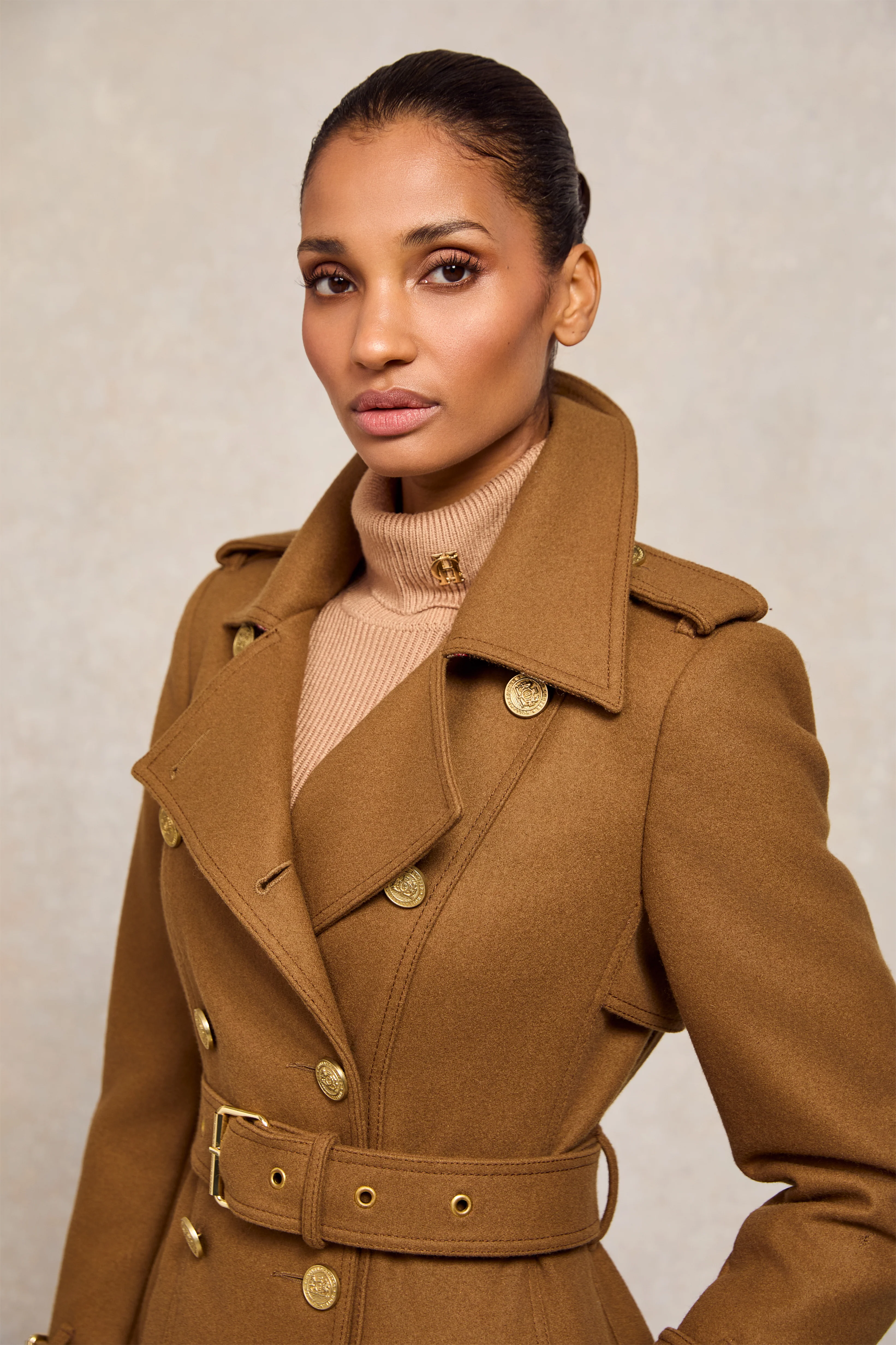 Full Length Chelsea Trench Coat (Dark Camel) - Image 12