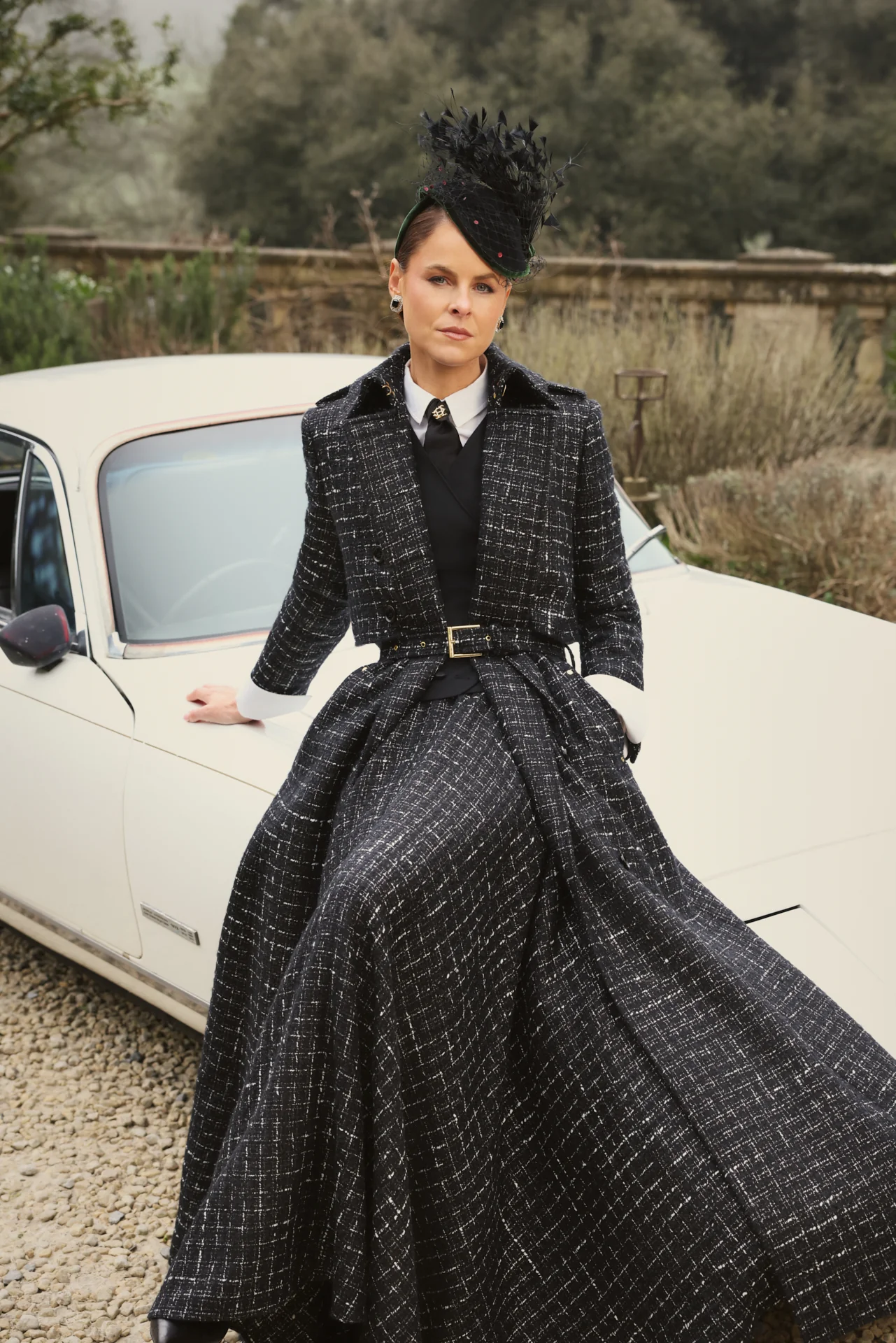 Full Length Cheltenham Trench Coat (Black & Silver Couture Tweed) - Image 4