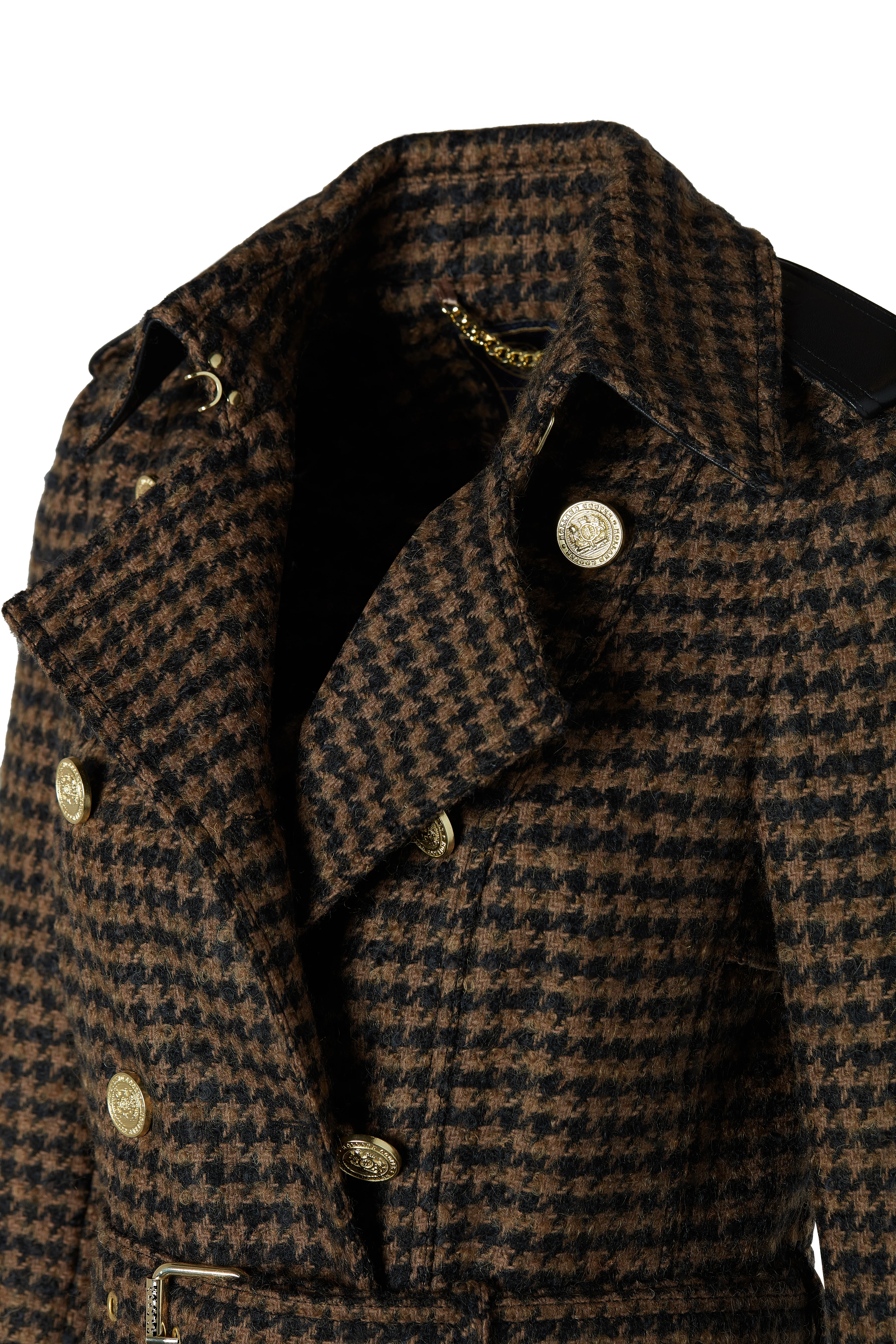 Full Length Marlborough Trench Coat (Chocolate Houndstooth) - Image 12