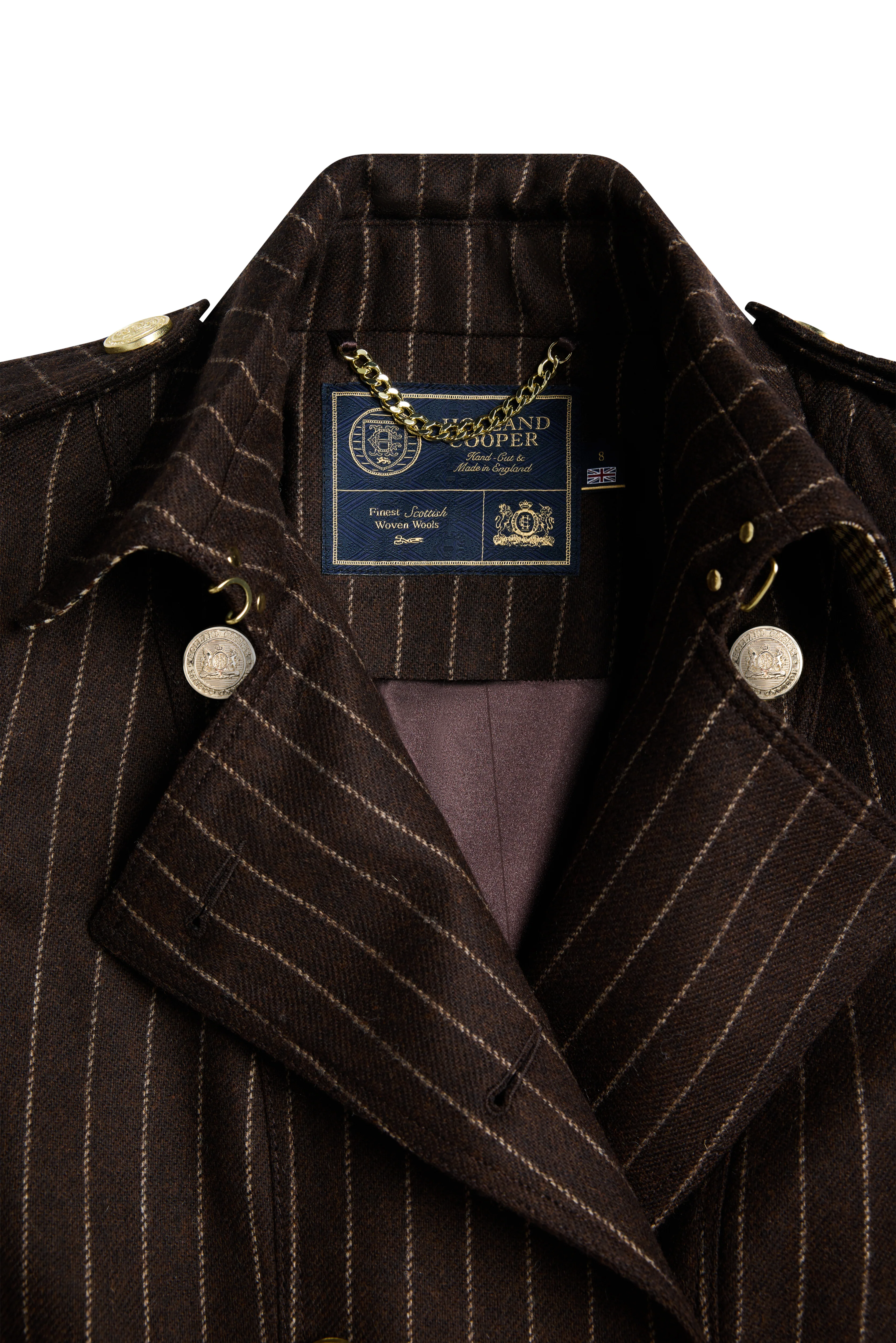 Full Length Marlborough Trench Coat (Chocolate Pinstripe) - Image 7