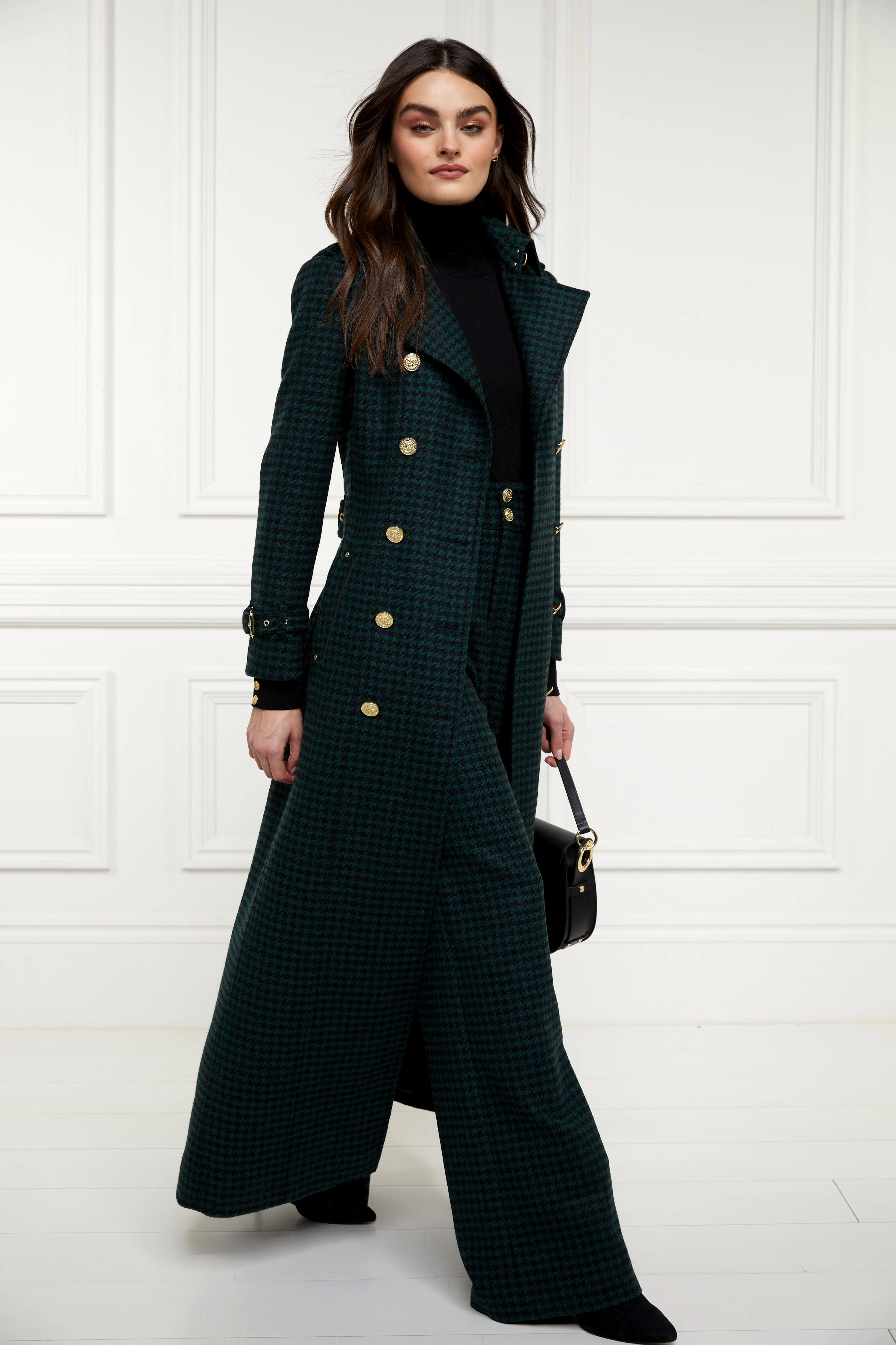 Full Length Marlborough Trench Coat (Emerald Houndstooth) - Image 10