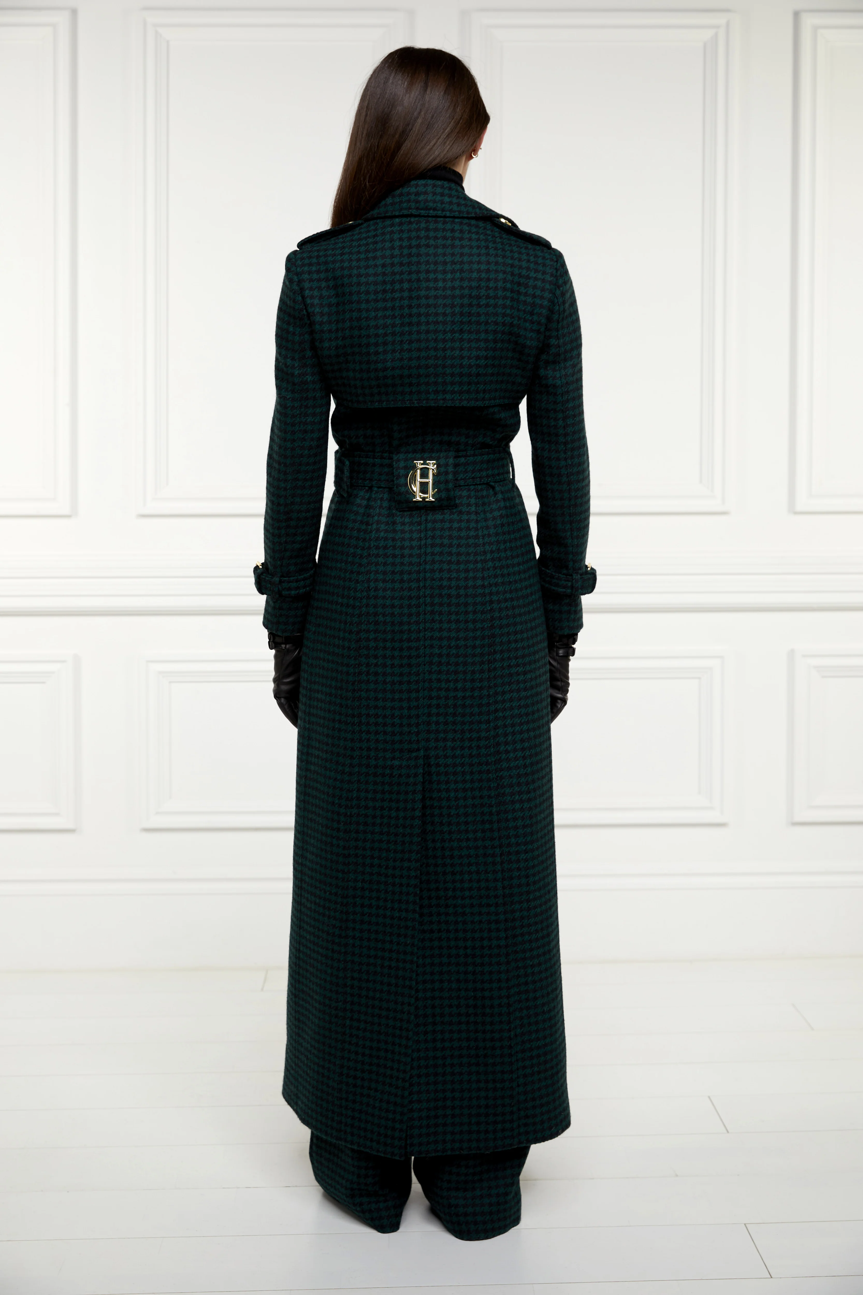 Full Length Marlborough Trench Coat (Emerald Houndstooth) - Image 6