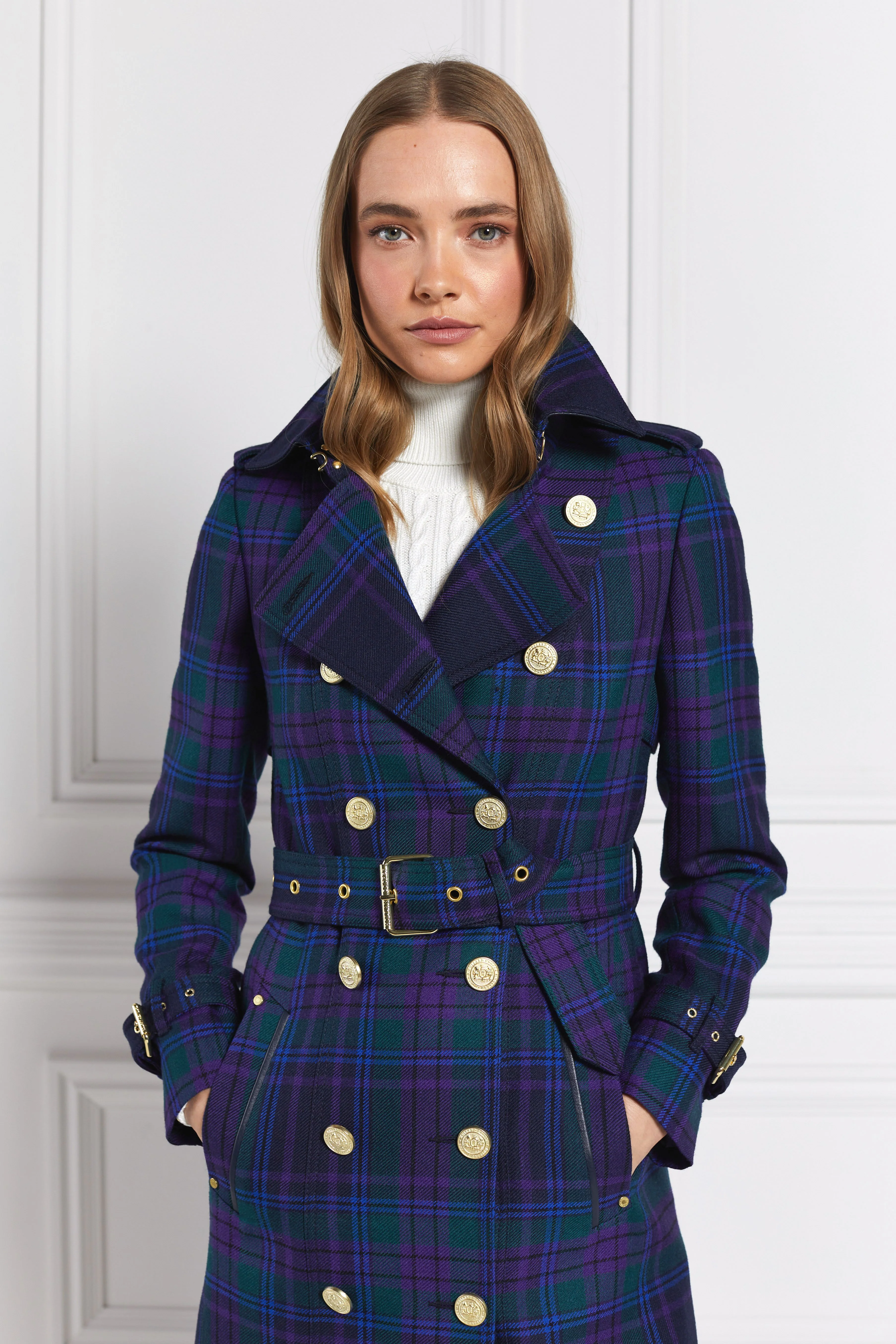 Full Length Marlborough Trench Coat (Heather Tartan) - Image 10