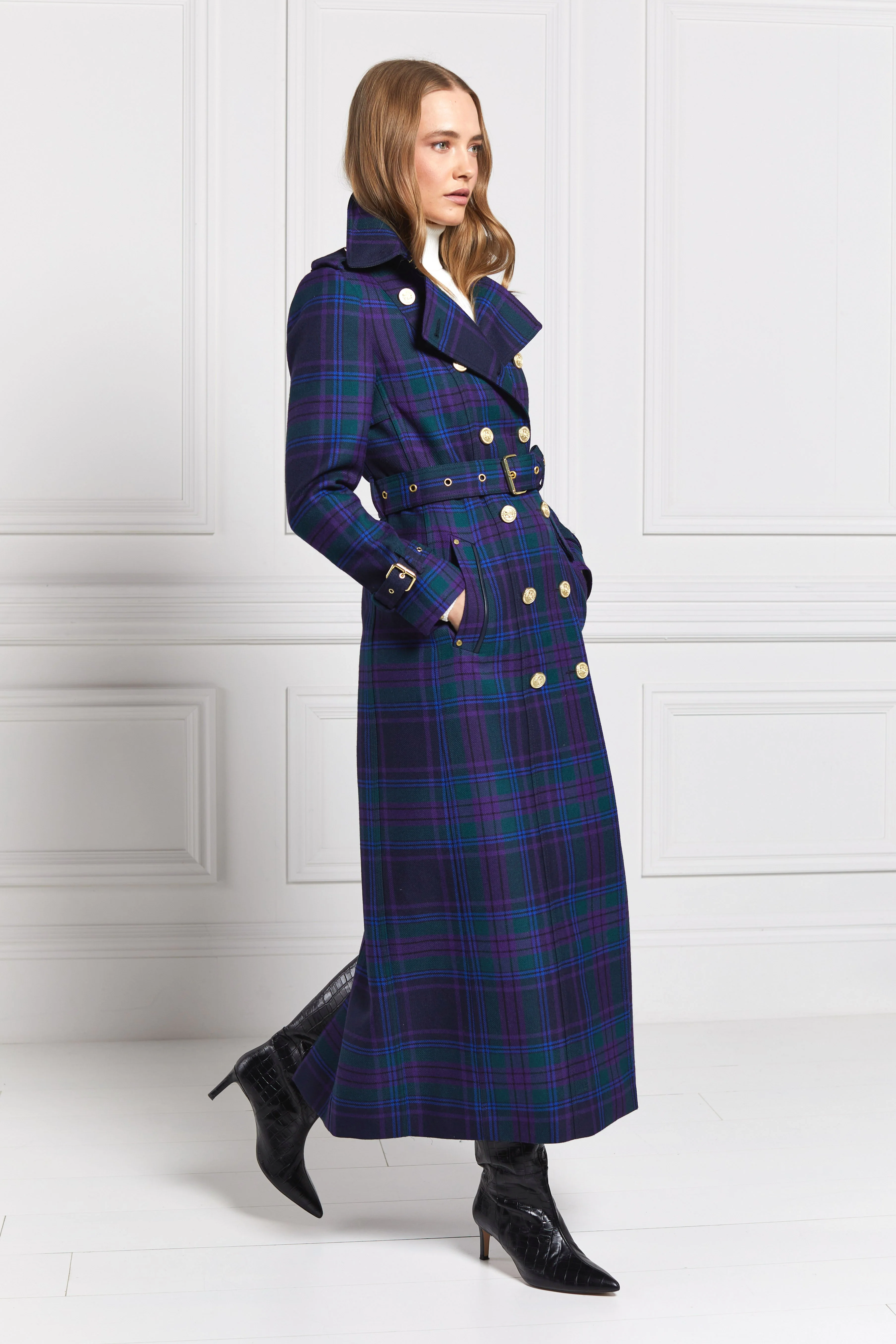 Full Length Marlborough Trench Coat (Heather Tartan) - Image 11