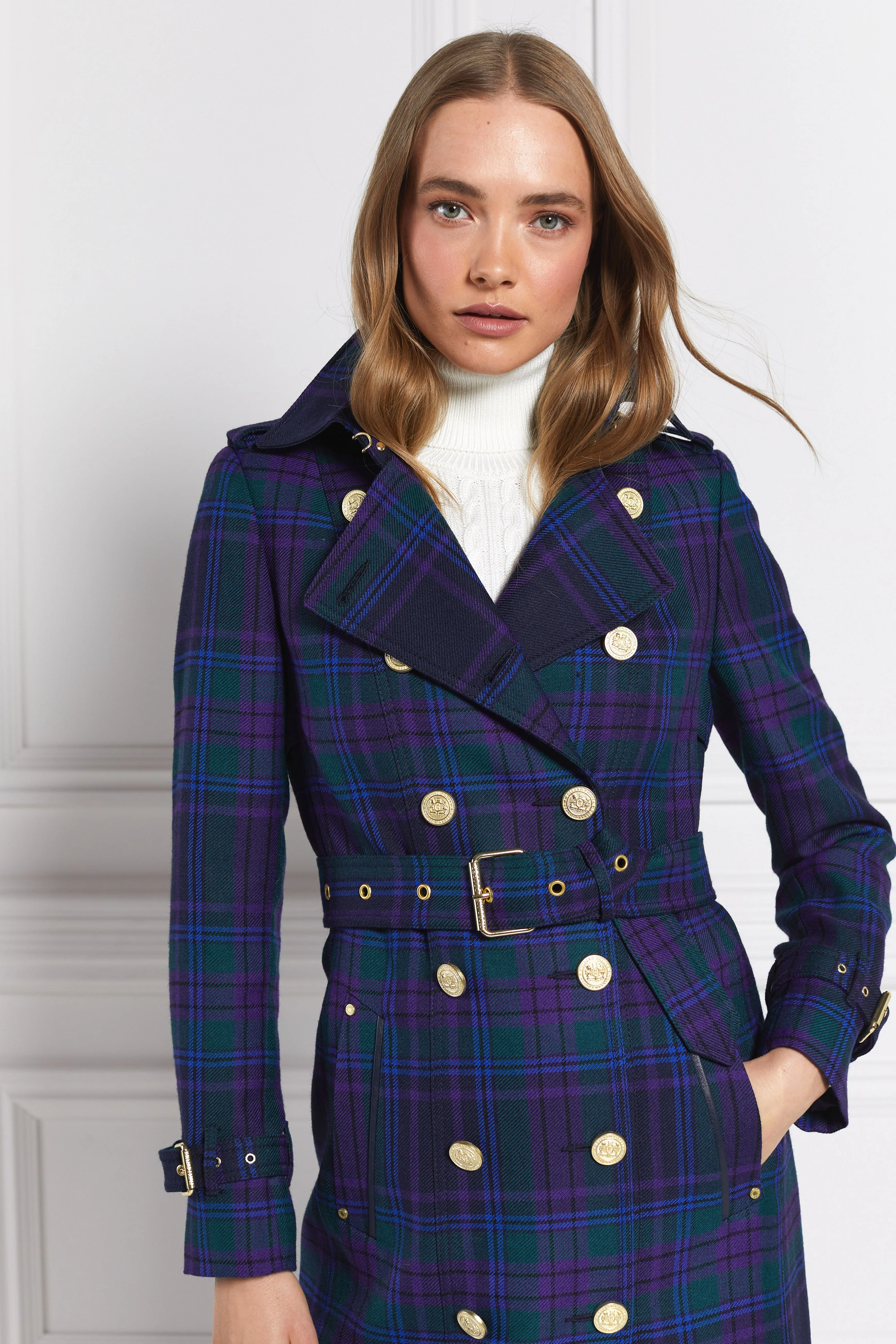 Full Length Marlborough Trench Coat (Heather Tartan) - Image 12