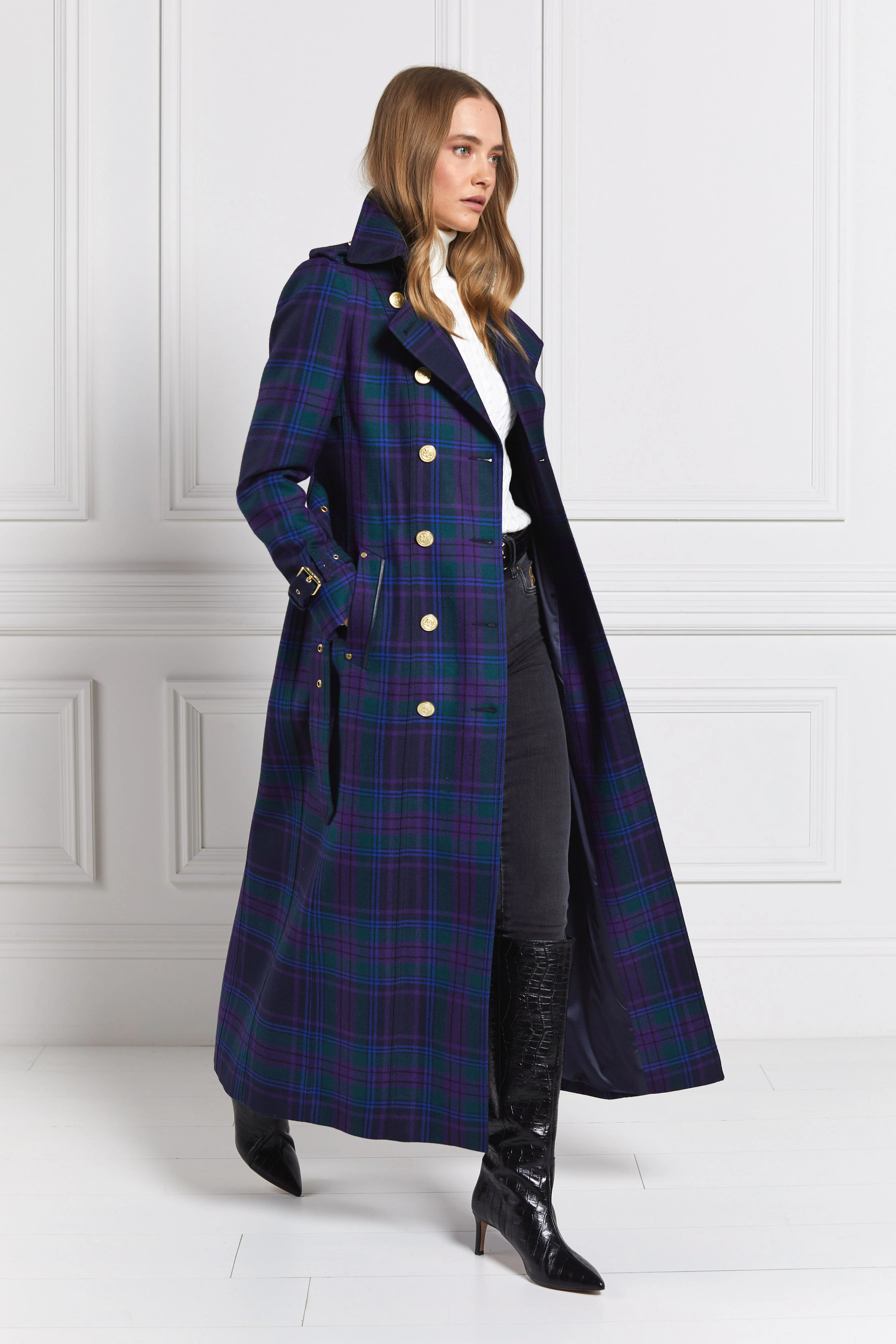 Full Length Marlborough Trench Coat (Heather Tartan) - Image 13