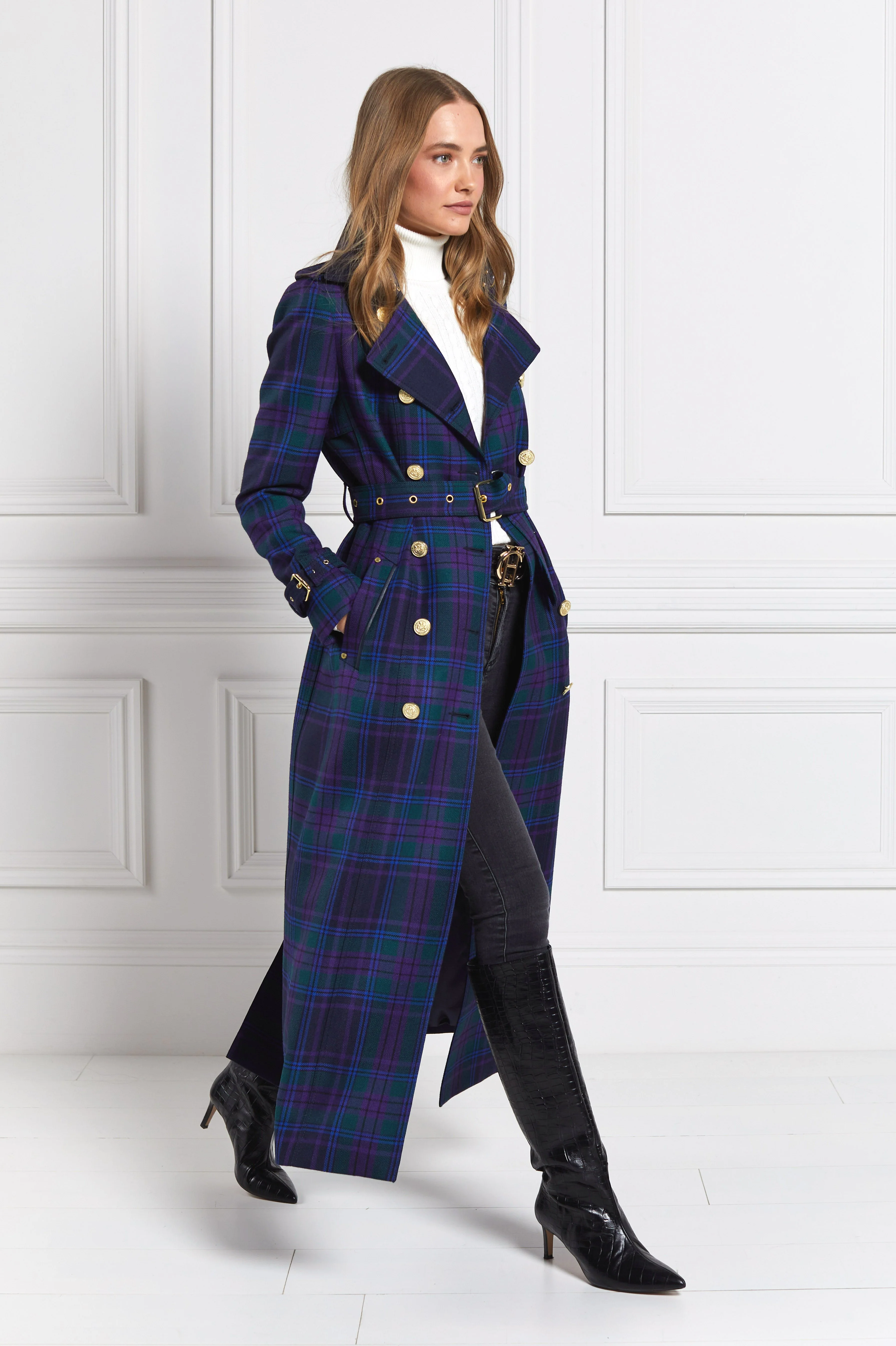 Full Length Marlborough Trench Coat (Heather Tartan) - Image 2