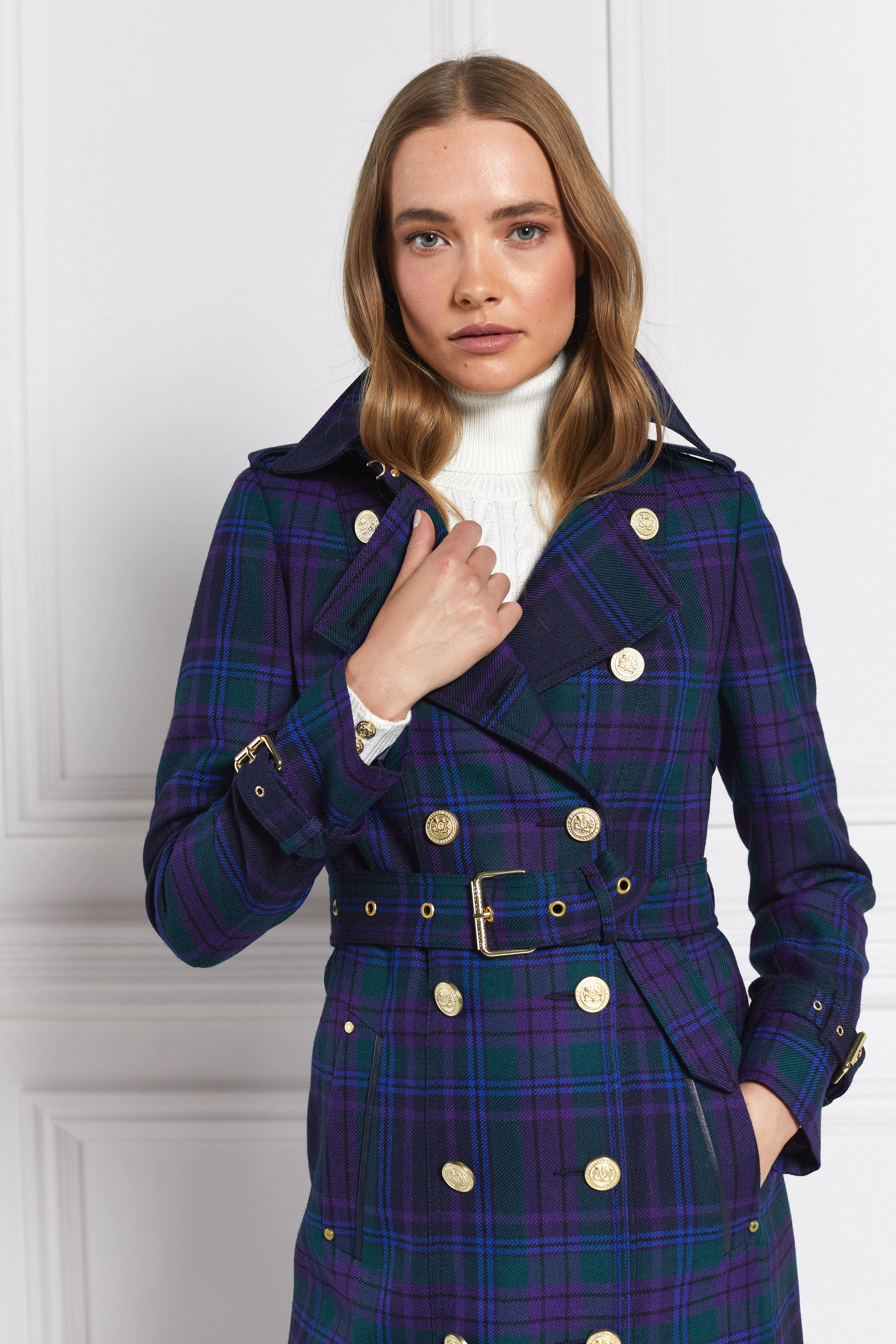 Full Length Marlborough Trench Coat (Heather Tartan) - Image 3