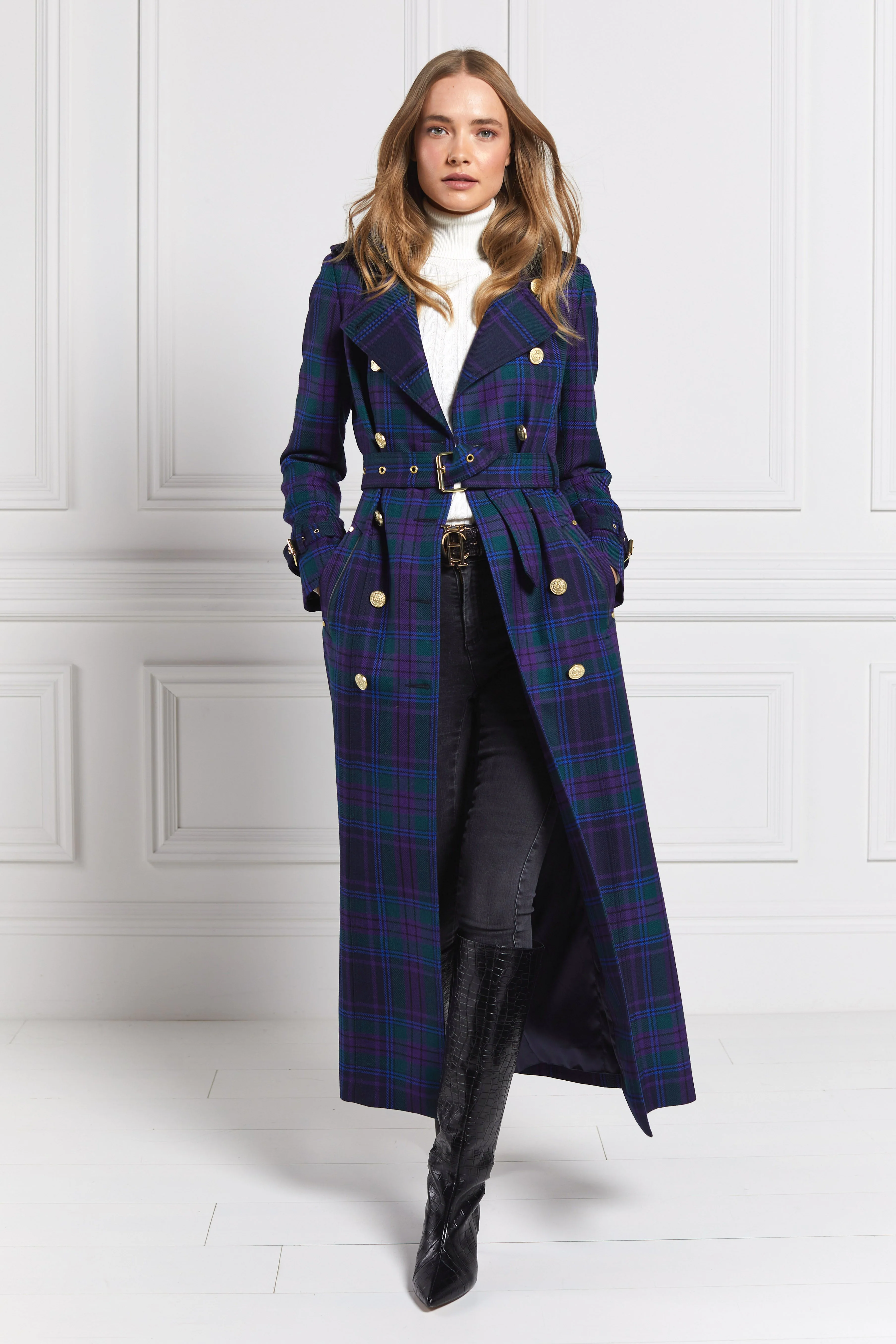 Full Length Marlborough Trench Coat (Heather Tartan) - Image 5