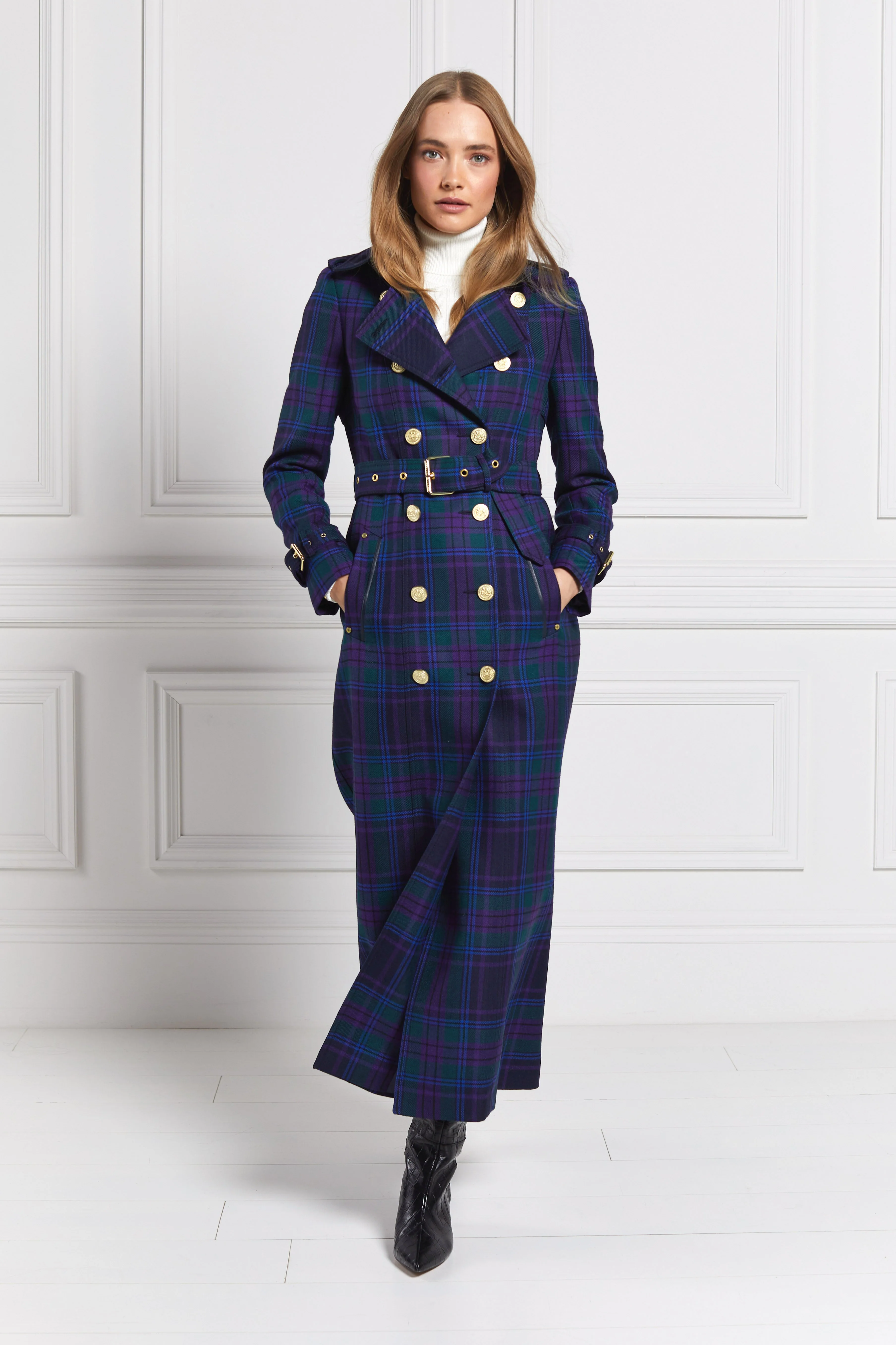 Full Length Marlborough Trench Coat (Heather Tartan) - Image 7