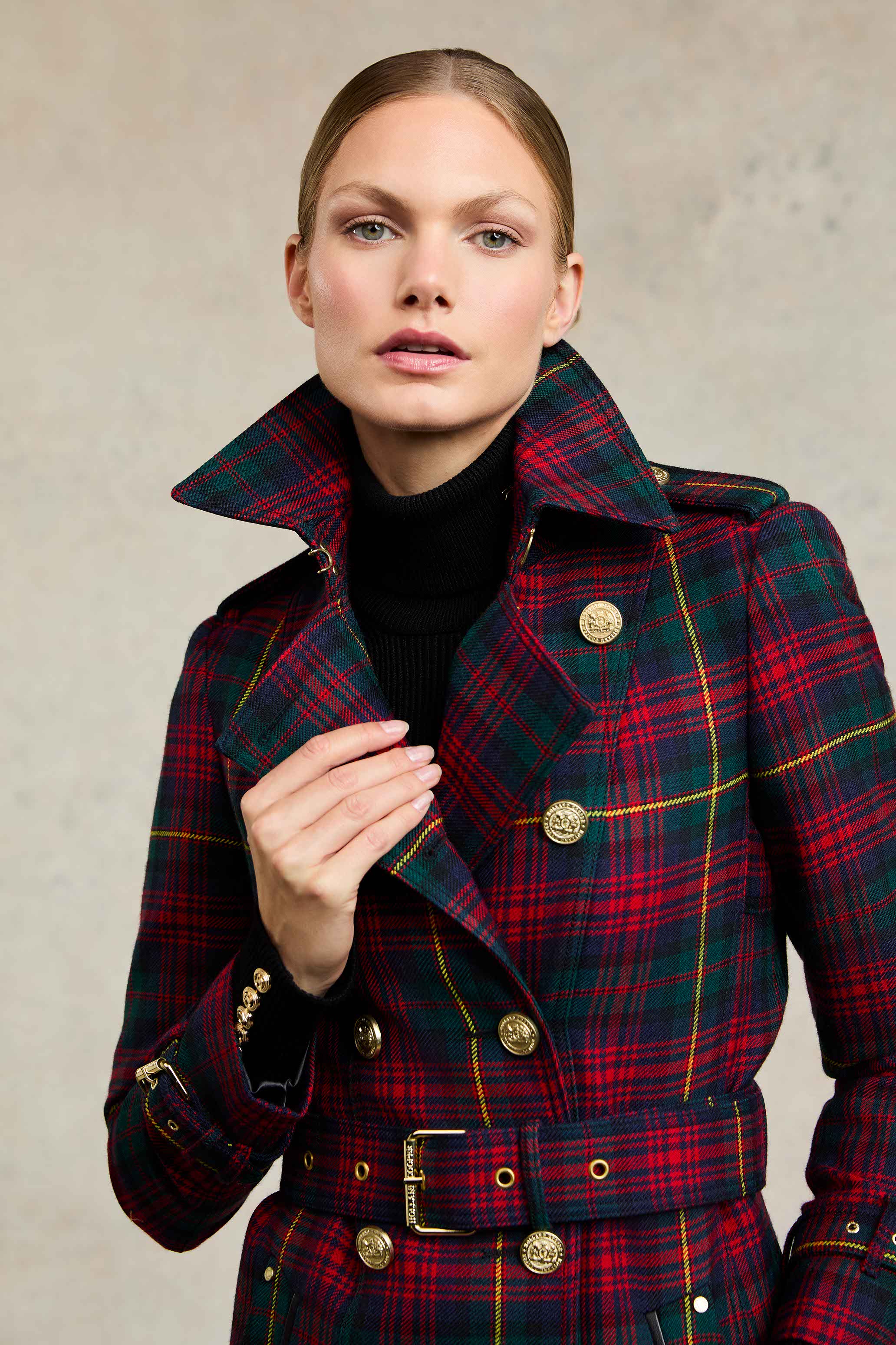 Full Length Marlborough Trench Coat (Logan Tartan) - Image 2