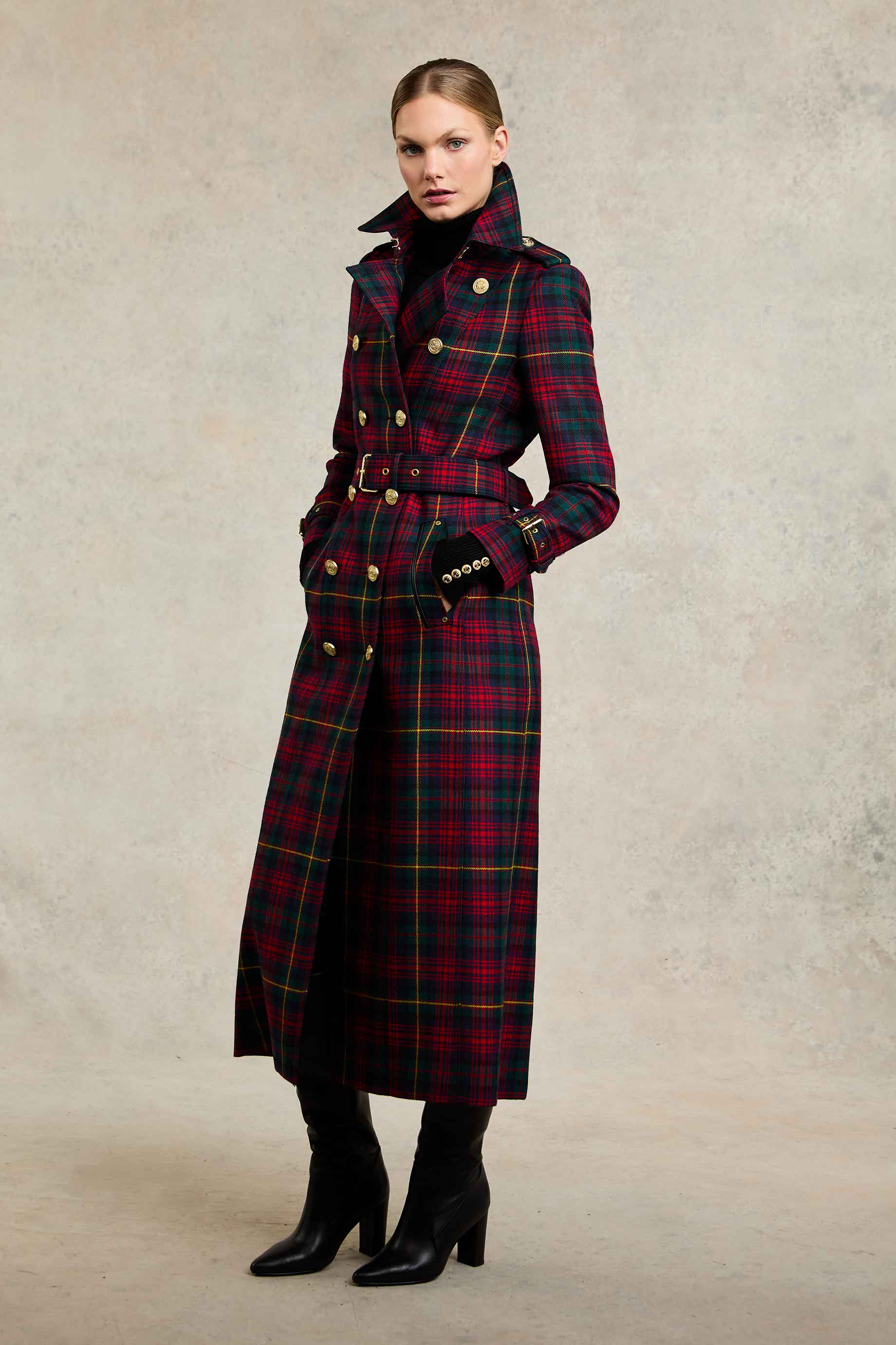 Full Length Marlborough Trench Coat (Logan Tartan) - Image 3