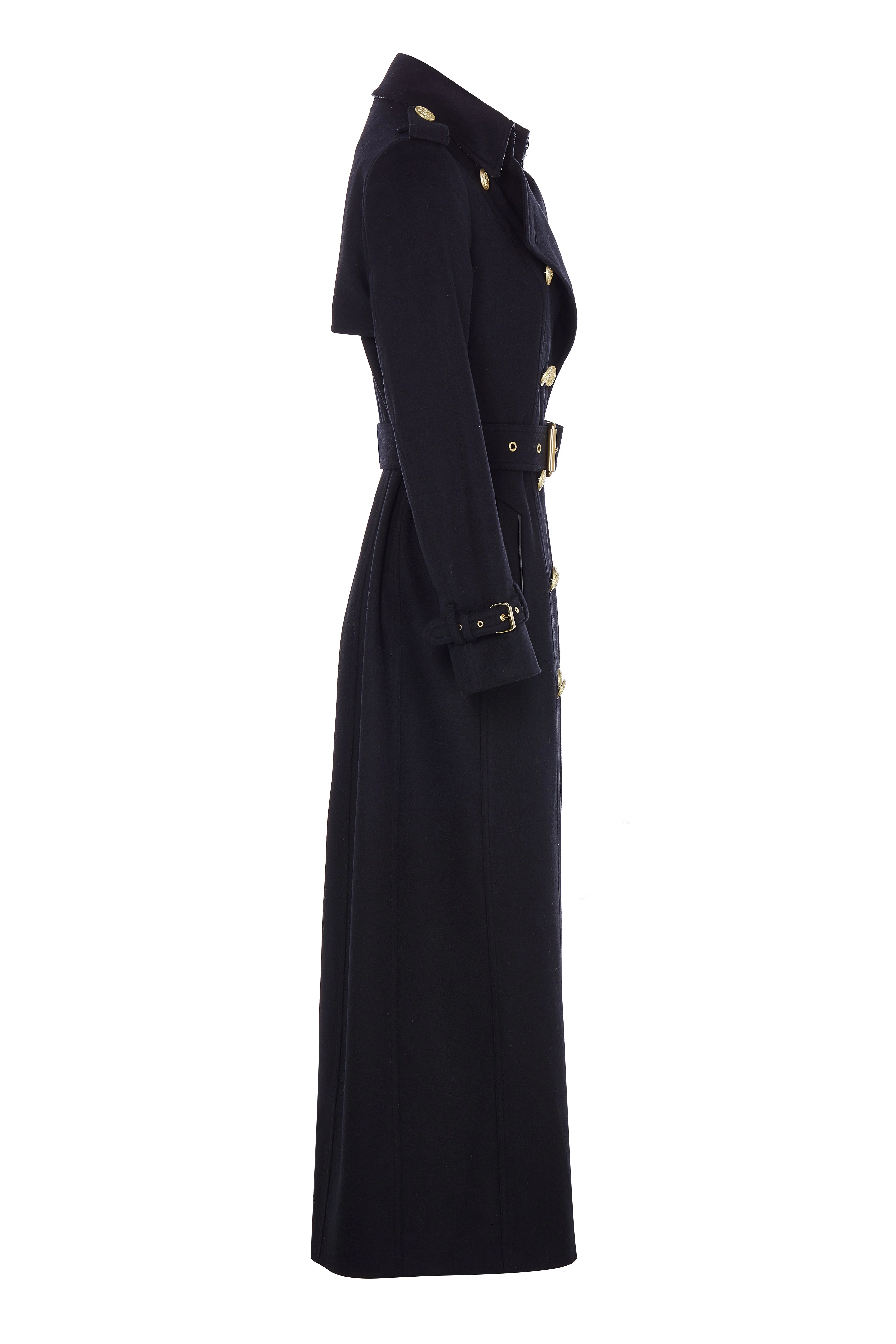 Full Length Marlborough Trench Coat (Soft Black) - Image 9