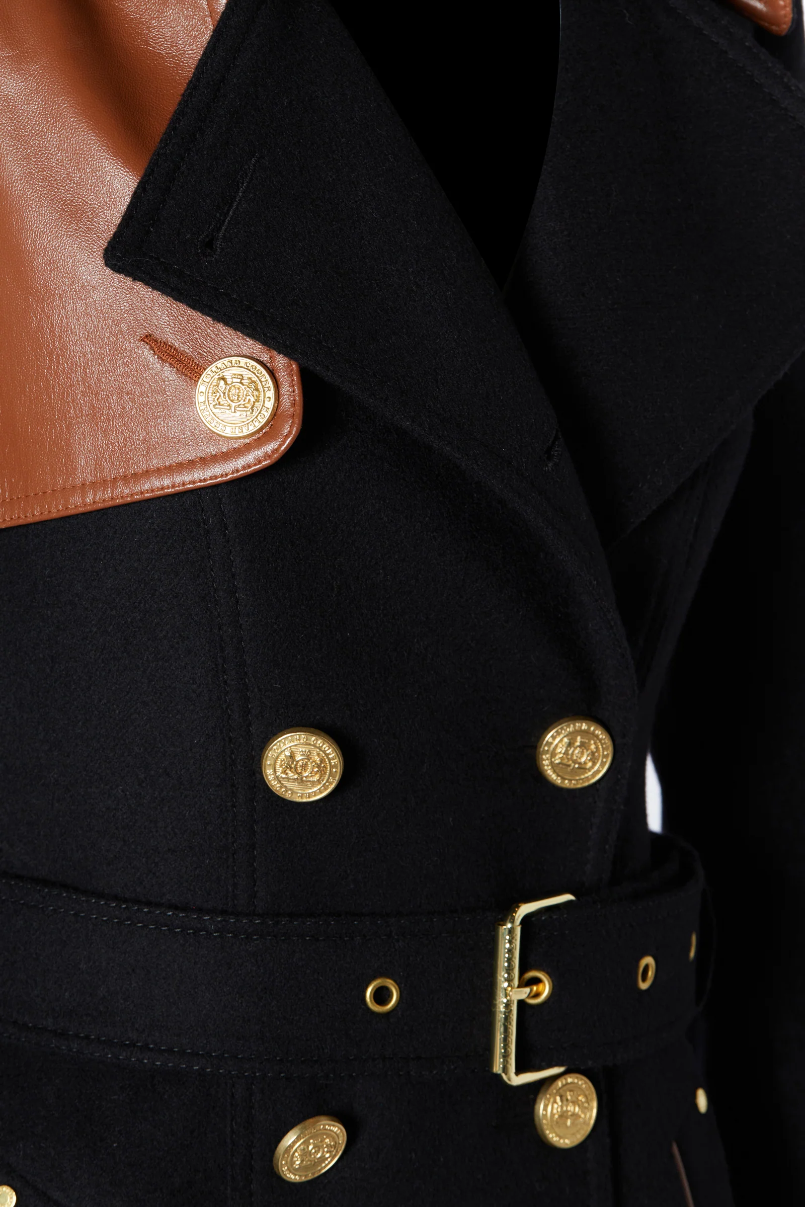 Full Length Marlborough Trench Coat (Soft Black Tan) - Image 15