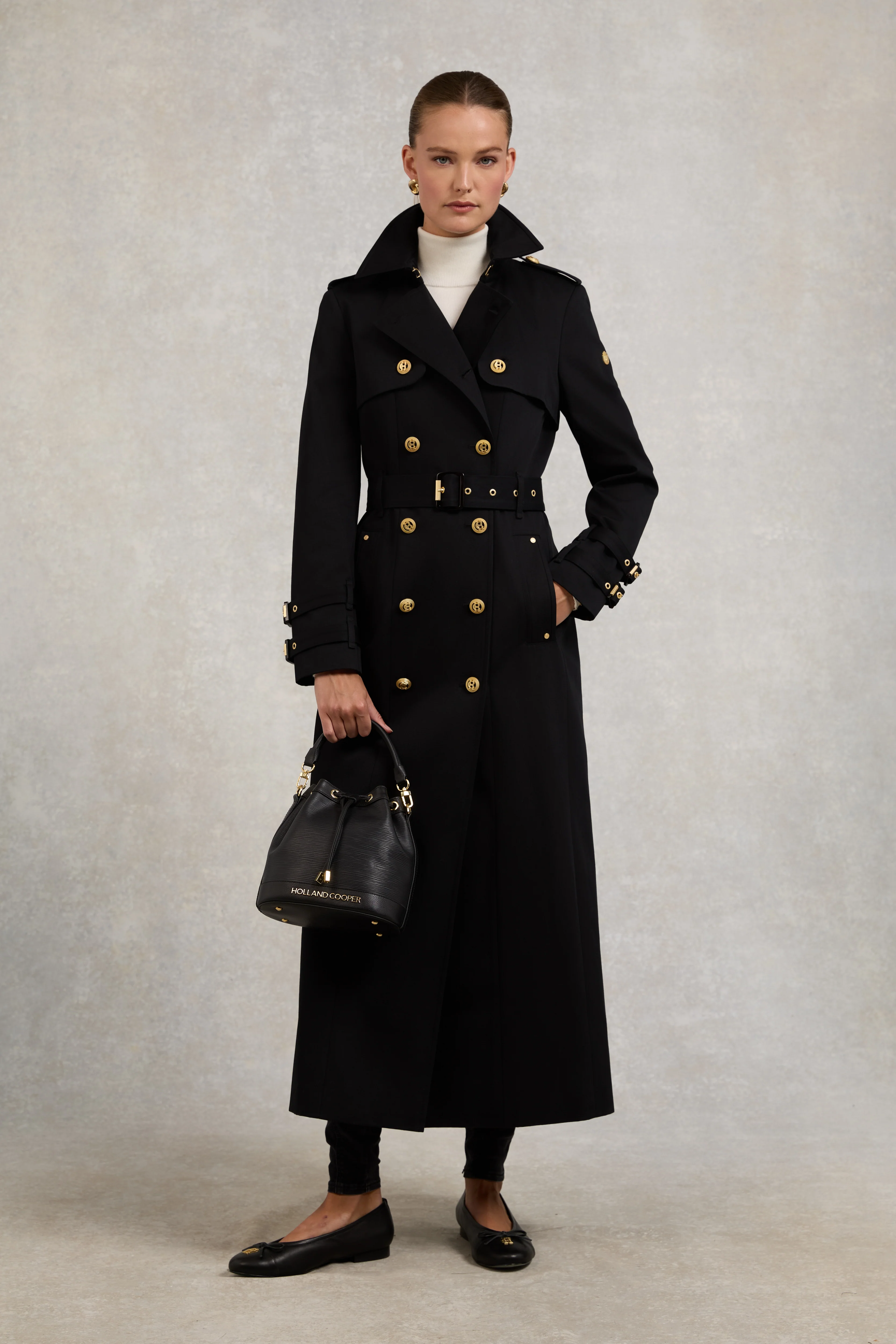 Gatcombe Full Length Trench Coat (Black) - Image 3