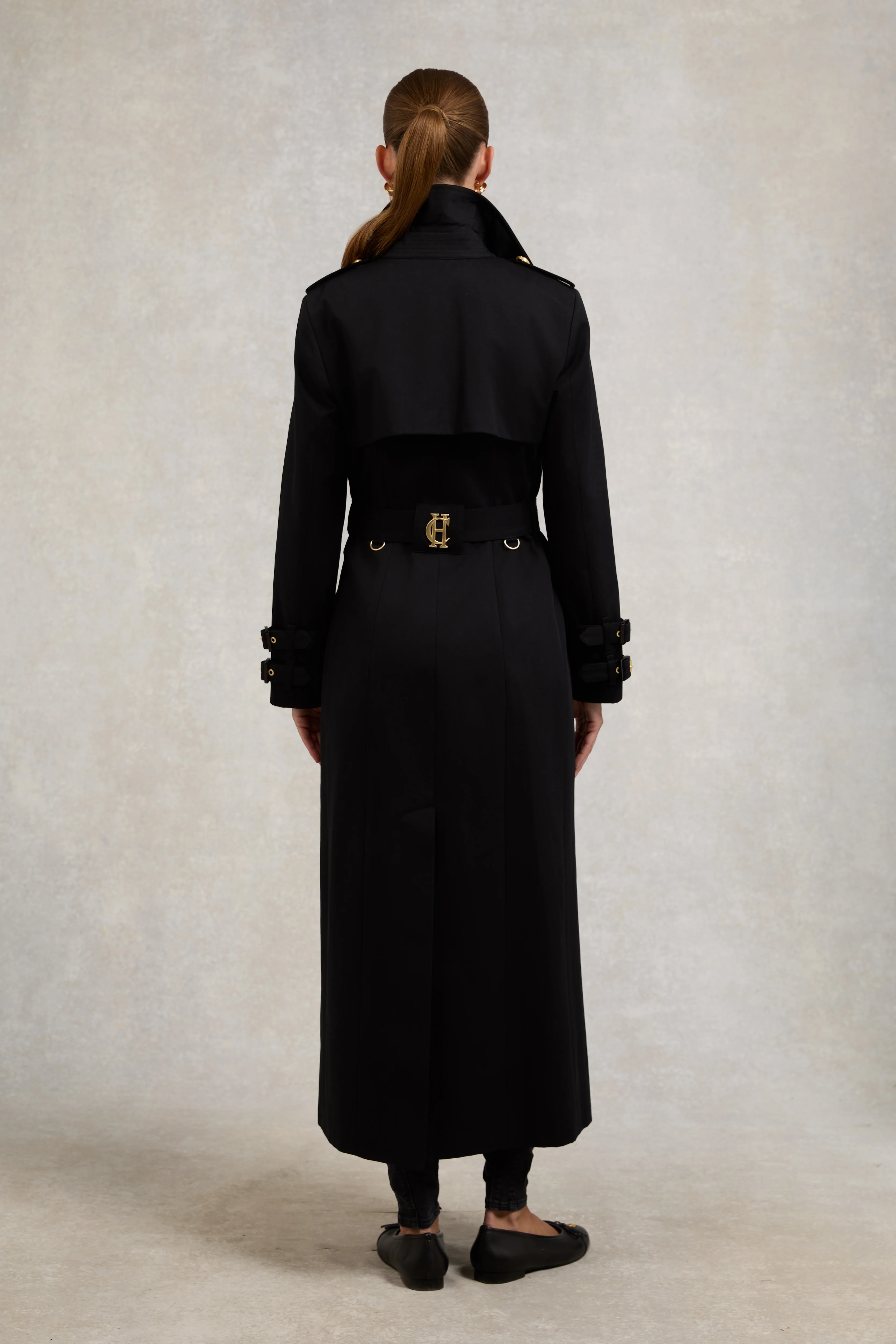 Gatcombe Full Length Trench Coat (Black) - Image 7