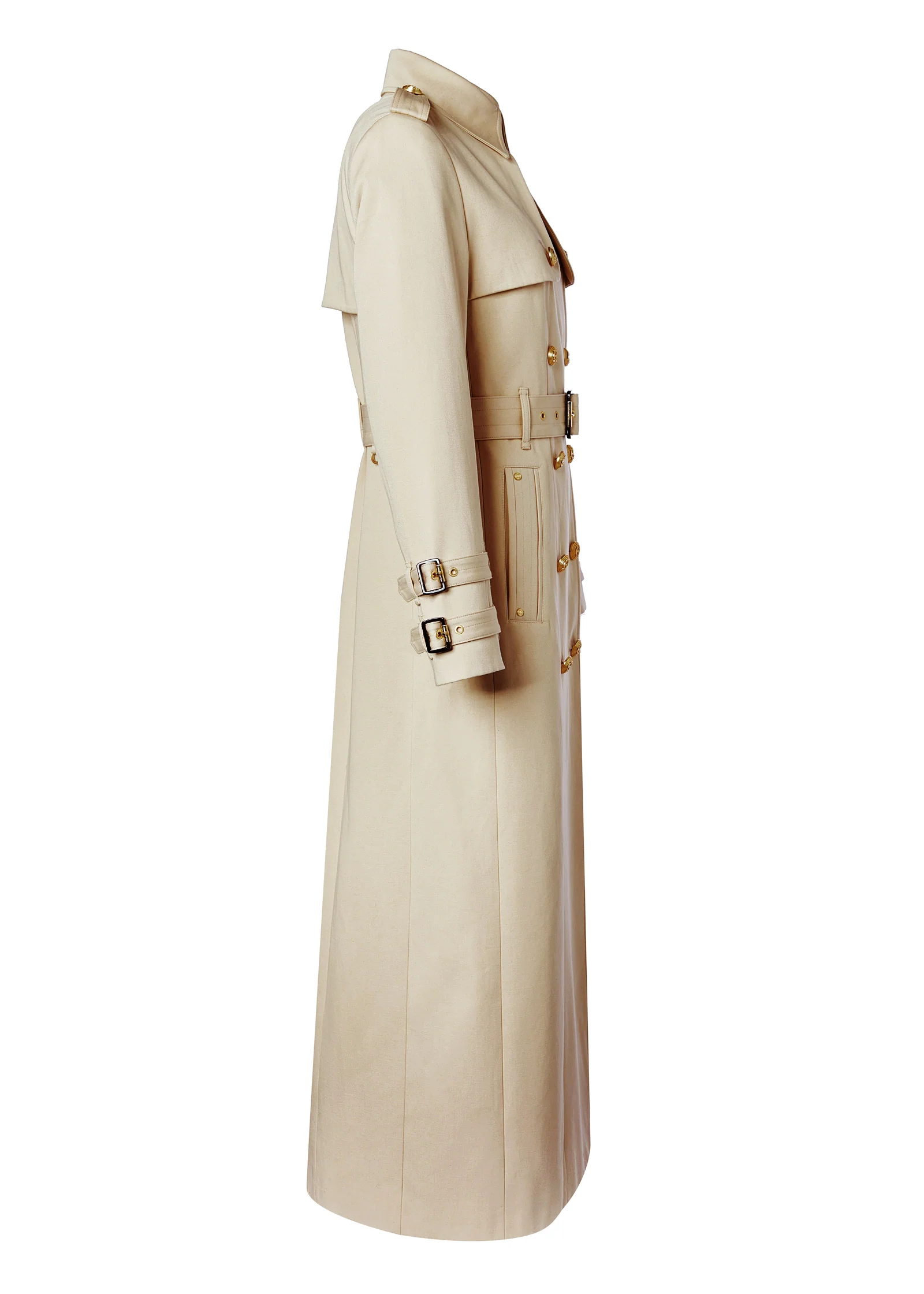 Gatcombe Full Length Trench Coat (Stone) - Image 9
