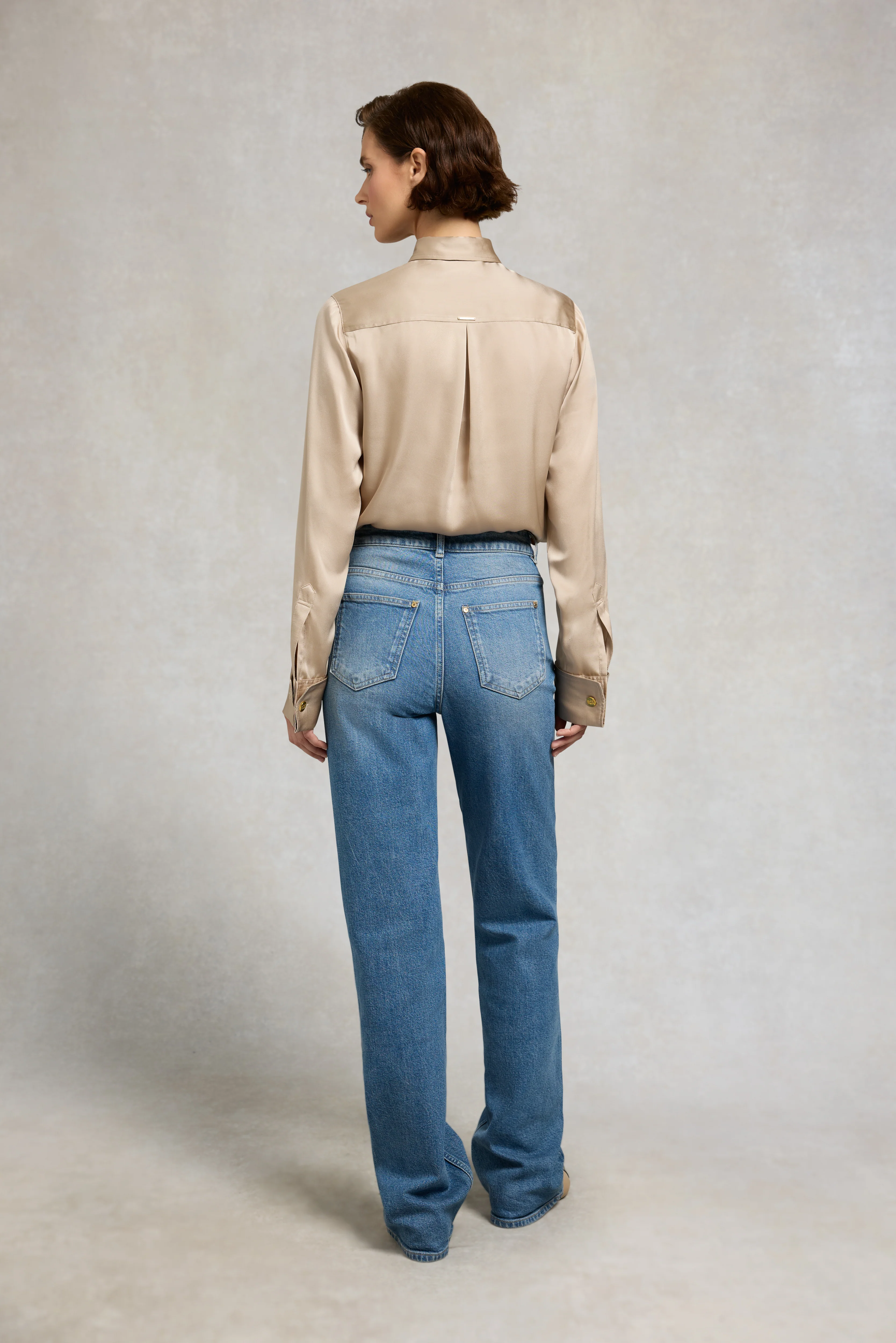 Georgina Satin Shirt (Champagne) - Image 4