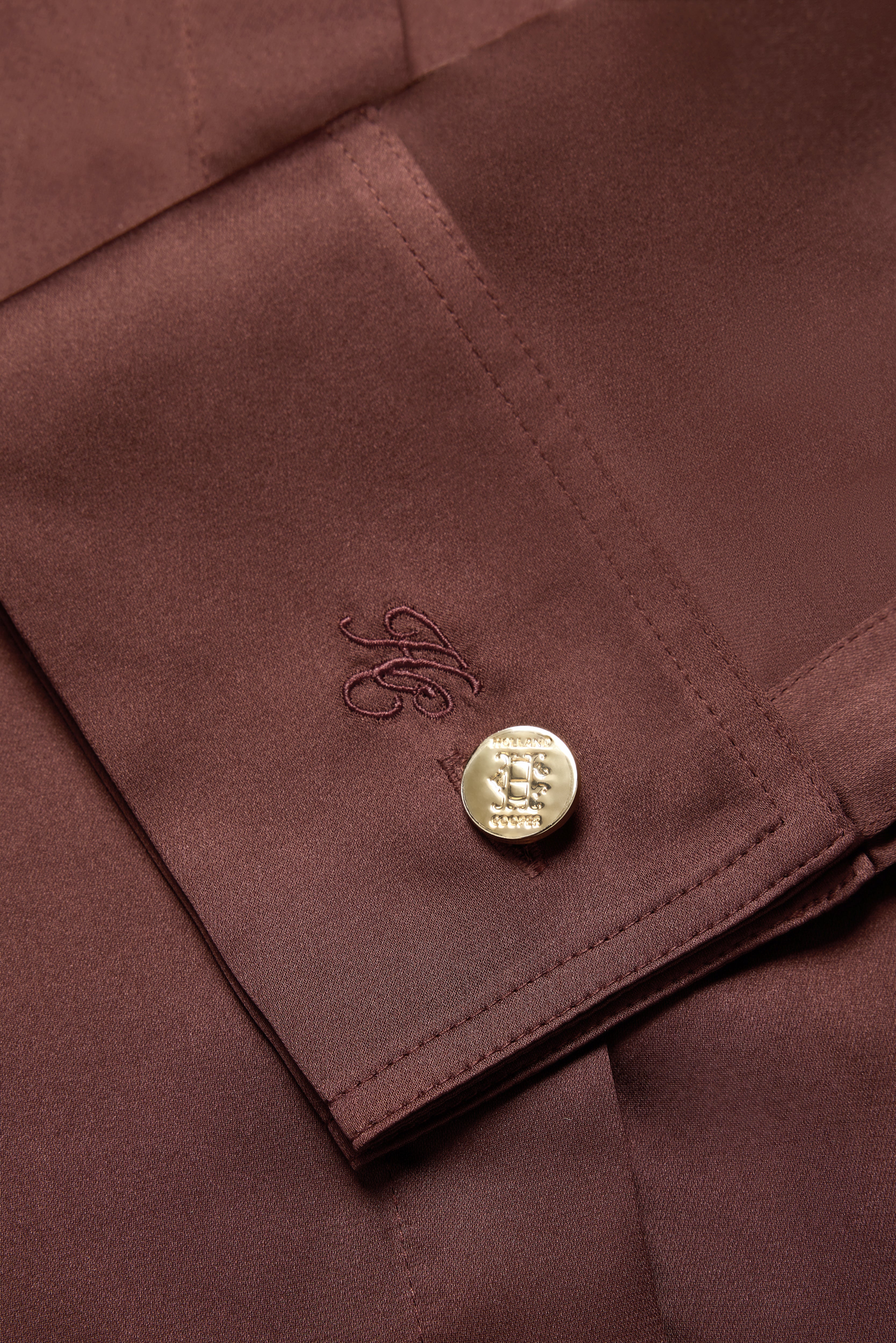 Georgina Satin Shirt (Chocolate) - Image 9
