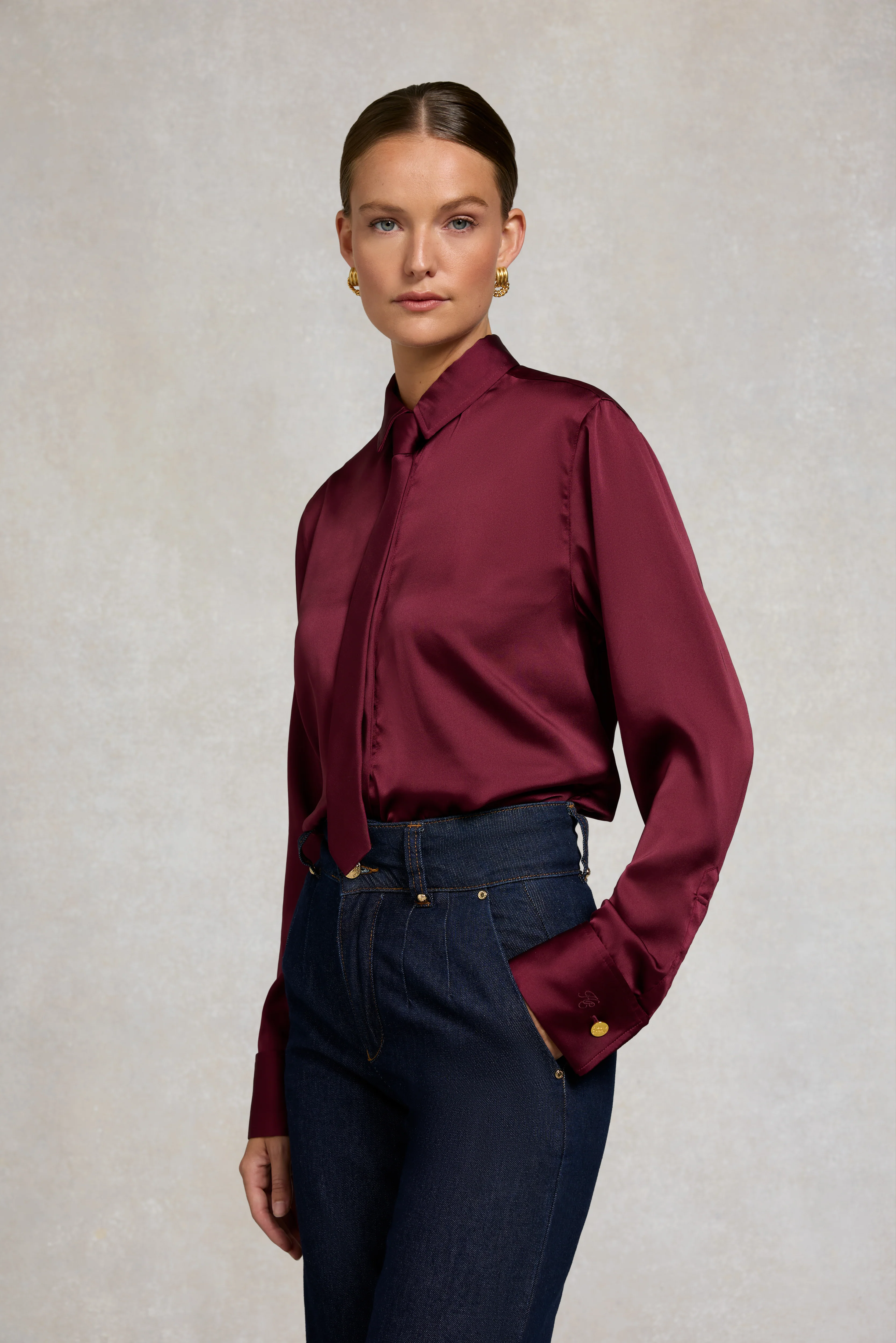 Georgina Satin Shirt (Mulberry) - Image 7
