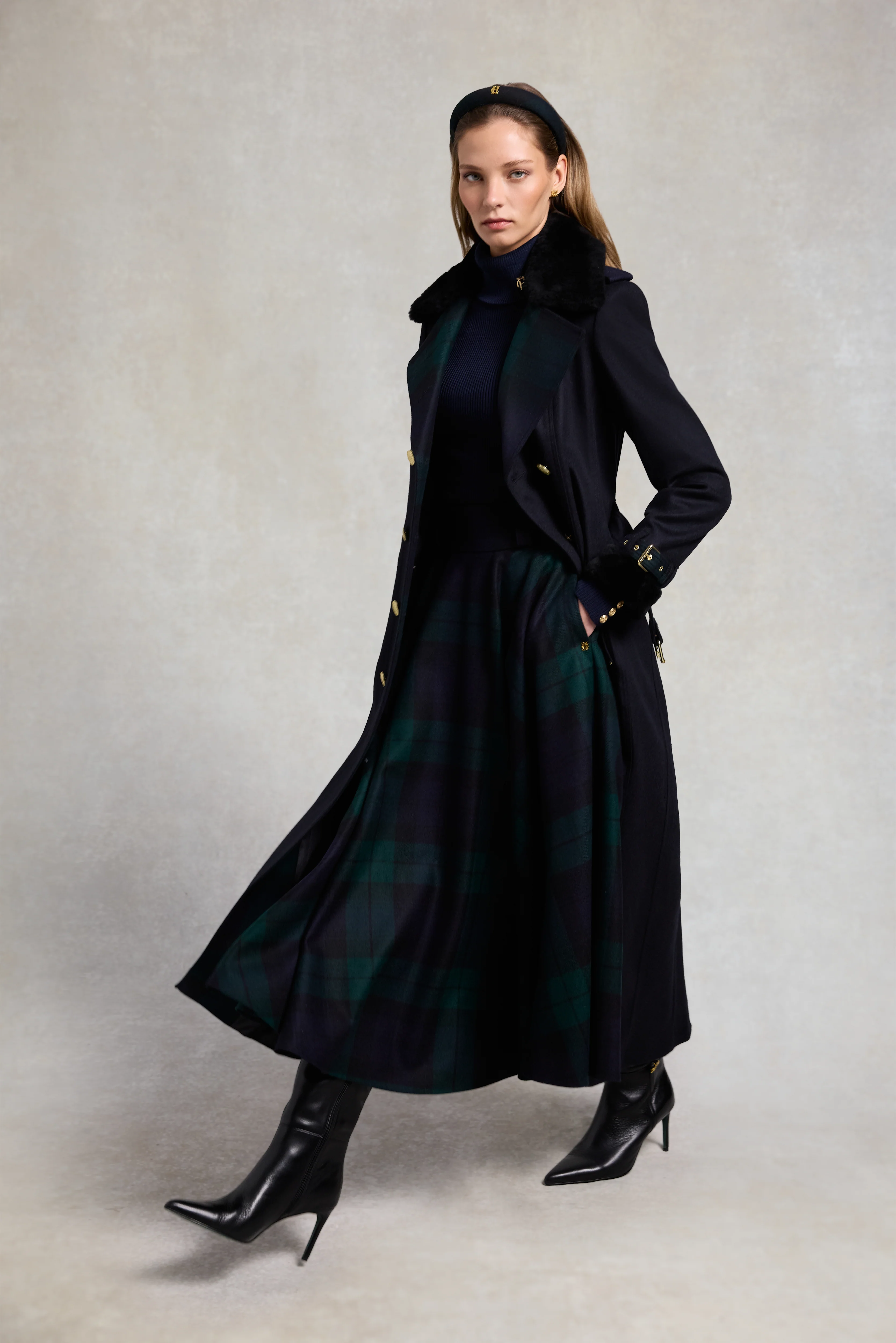 Gold Label Trench (Soft Navy Blackwatch) - Image 3